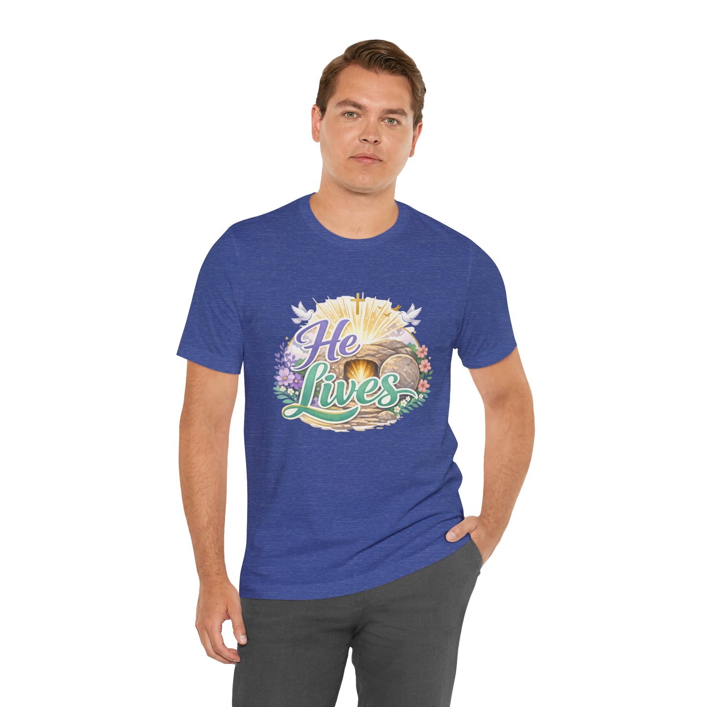 He Lives Jesus Tomb Tee — Christian Easter T‑Shirt
