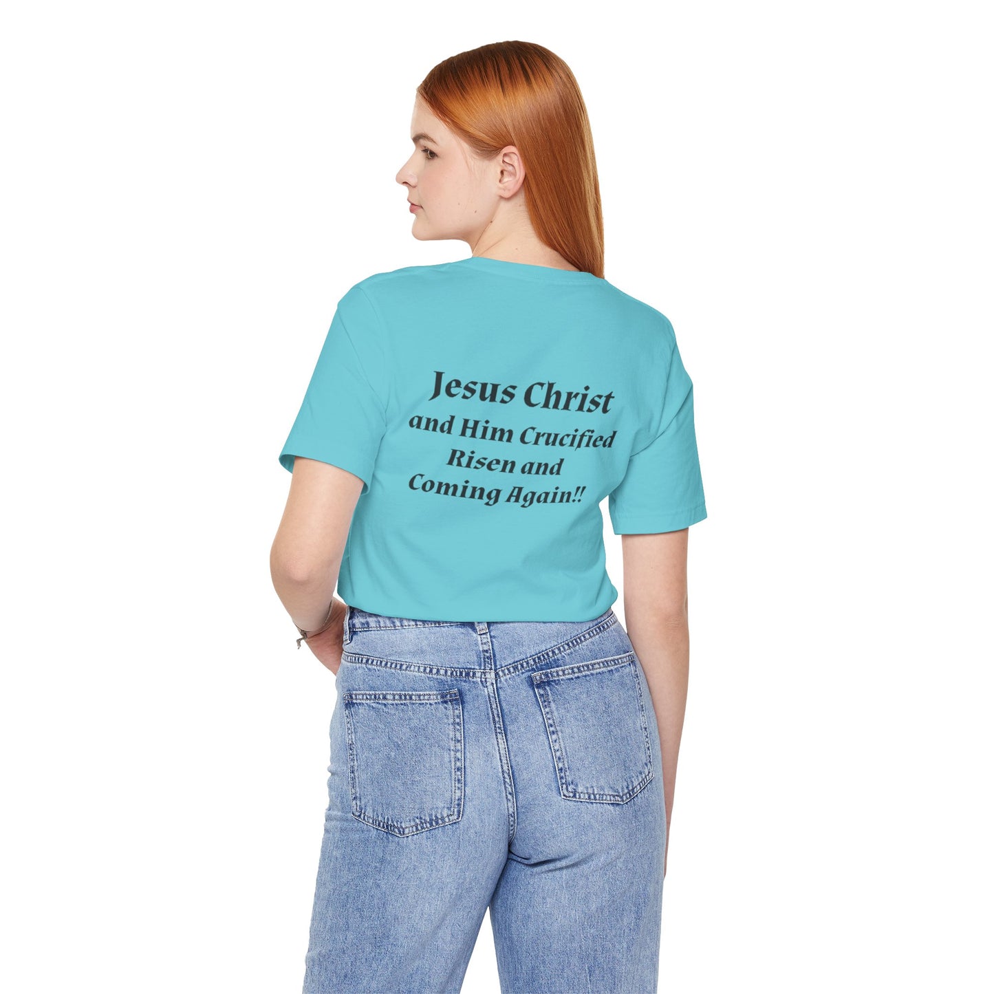 Jesus Christ (JC) Cross Tee — Crucified, Risen & Coming Again