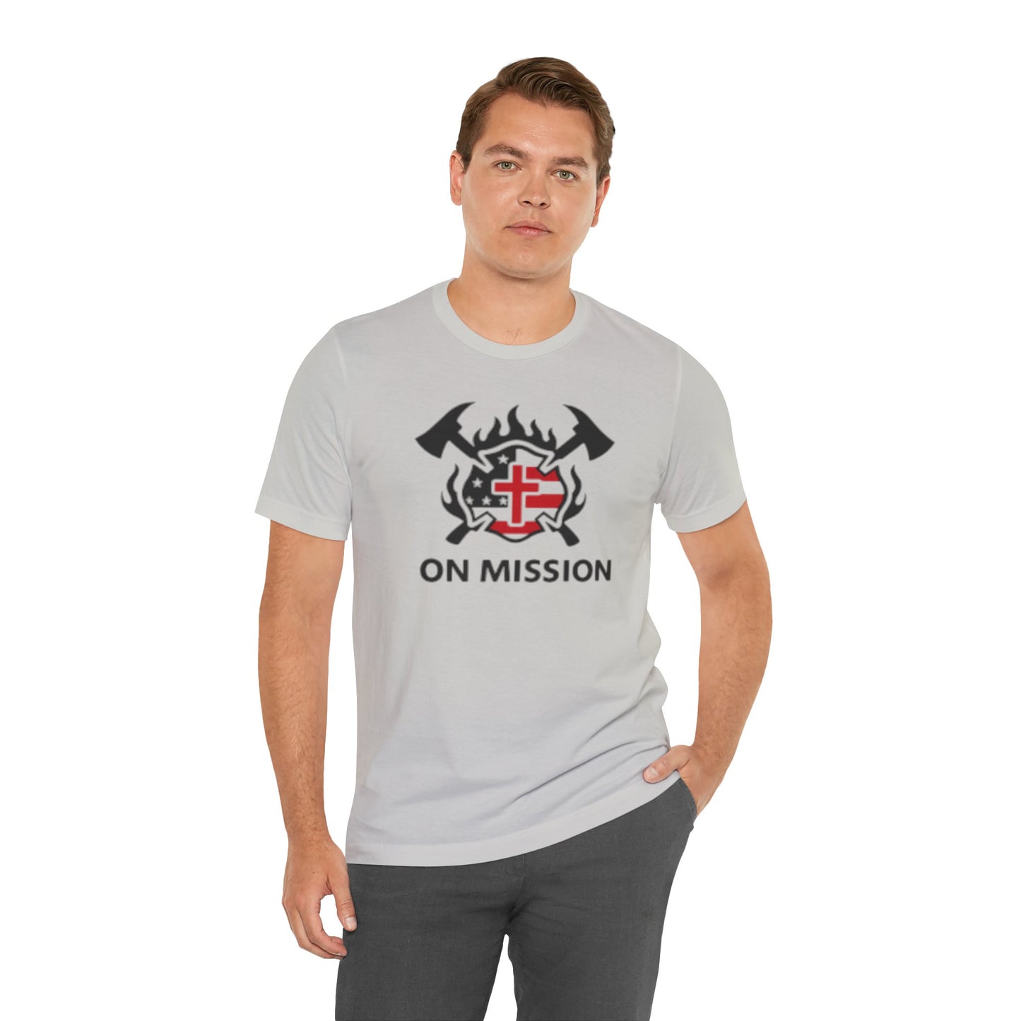 On Mission Christian Cross & American Flag T‑Shirt