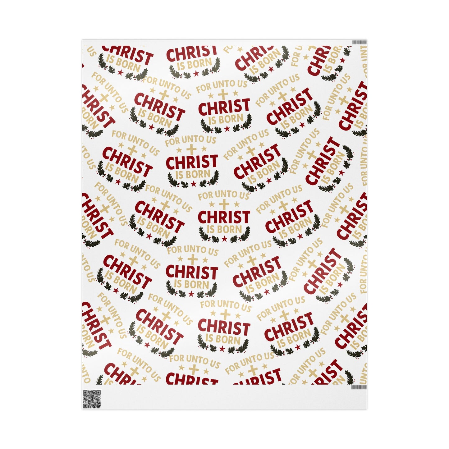 Christmas Wrapping Paper — "FOR UNTO US CHRIST IS BORN" Religious Gift Wrap