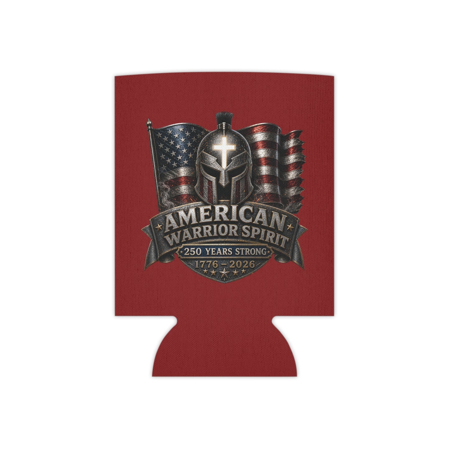 Can Cooler — American Warrior Spirit 250 Years (1776–2026) Patriotic Beer Koozie