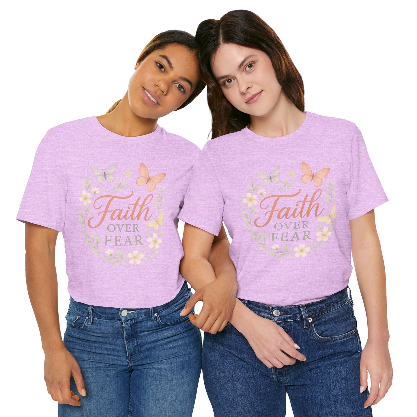 Faith Over Fear T-Shirt — Floral Butterfly Inspirational Tee