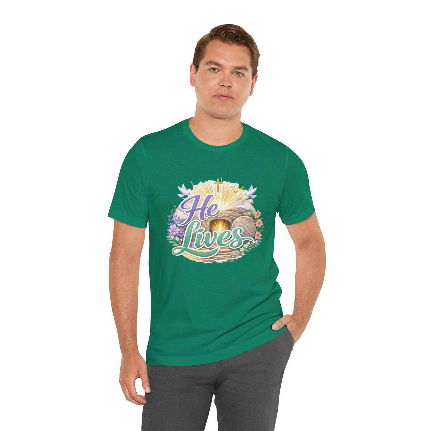 He Lives Jesus Tomb Tee — Christian Easter T‑Shirt