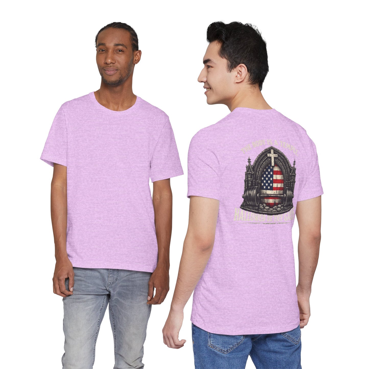 Patriotic Gym Tee — “The Body Is a Temple” American Flag Fitness T-Shirt