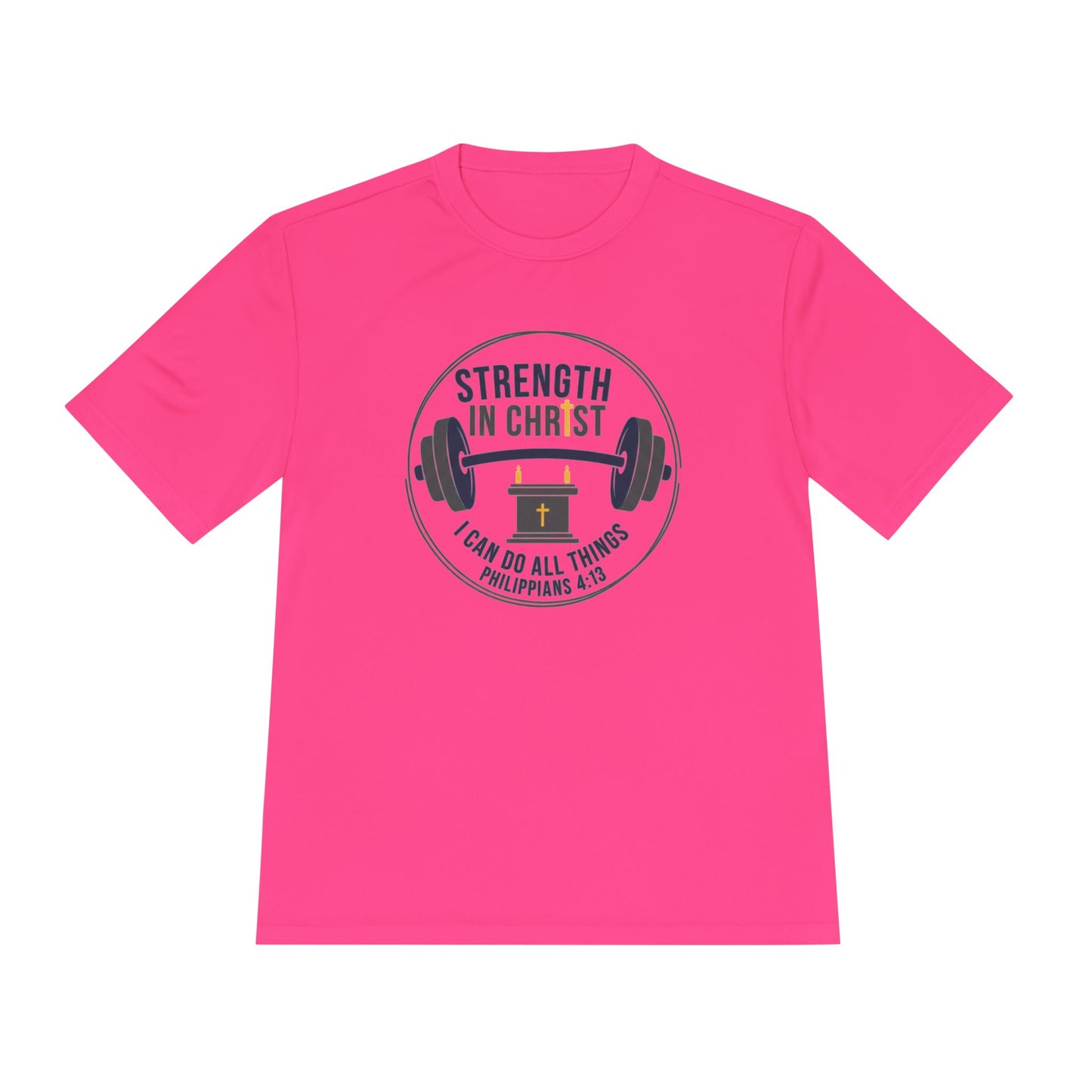 Philippians 4:13 'Strength in Christ' Moisture-Wicking Workout Tee