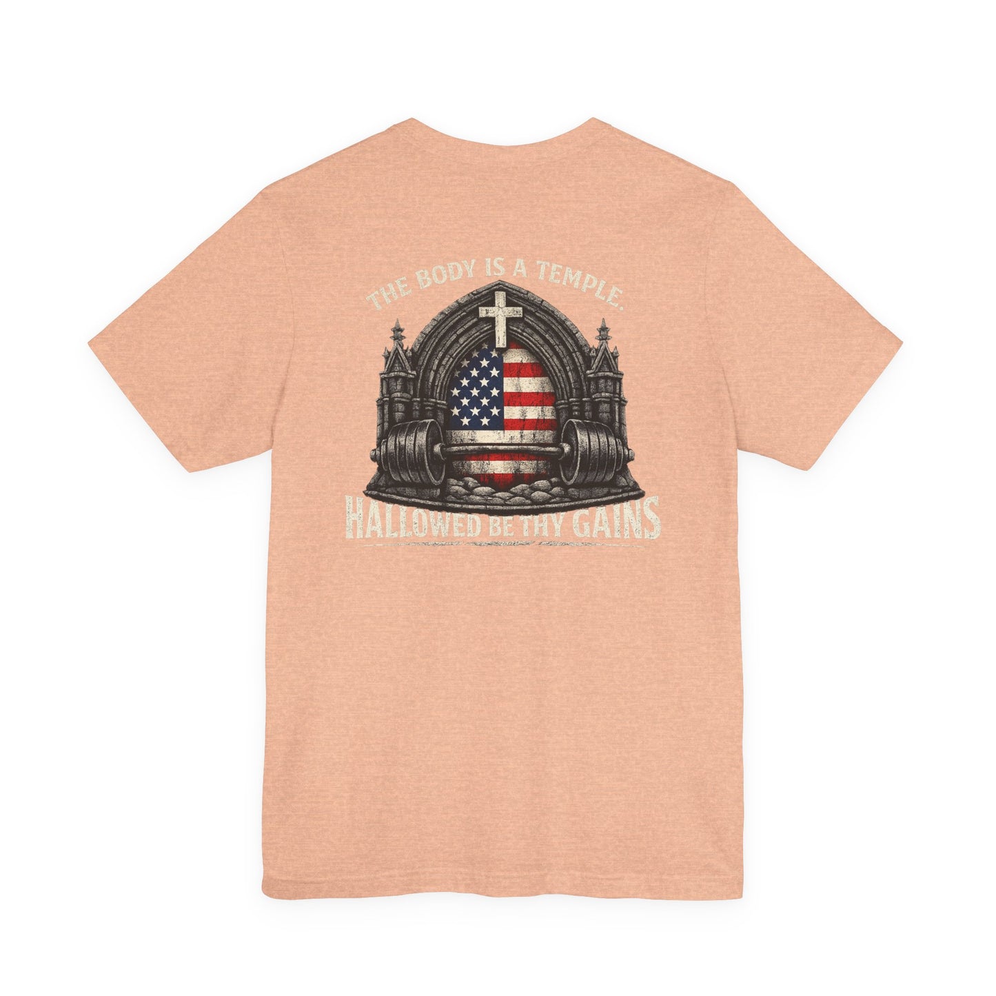 Patriotic Gym Tee — “The Body Is a Temple” American Flag Fitness T-Shirt