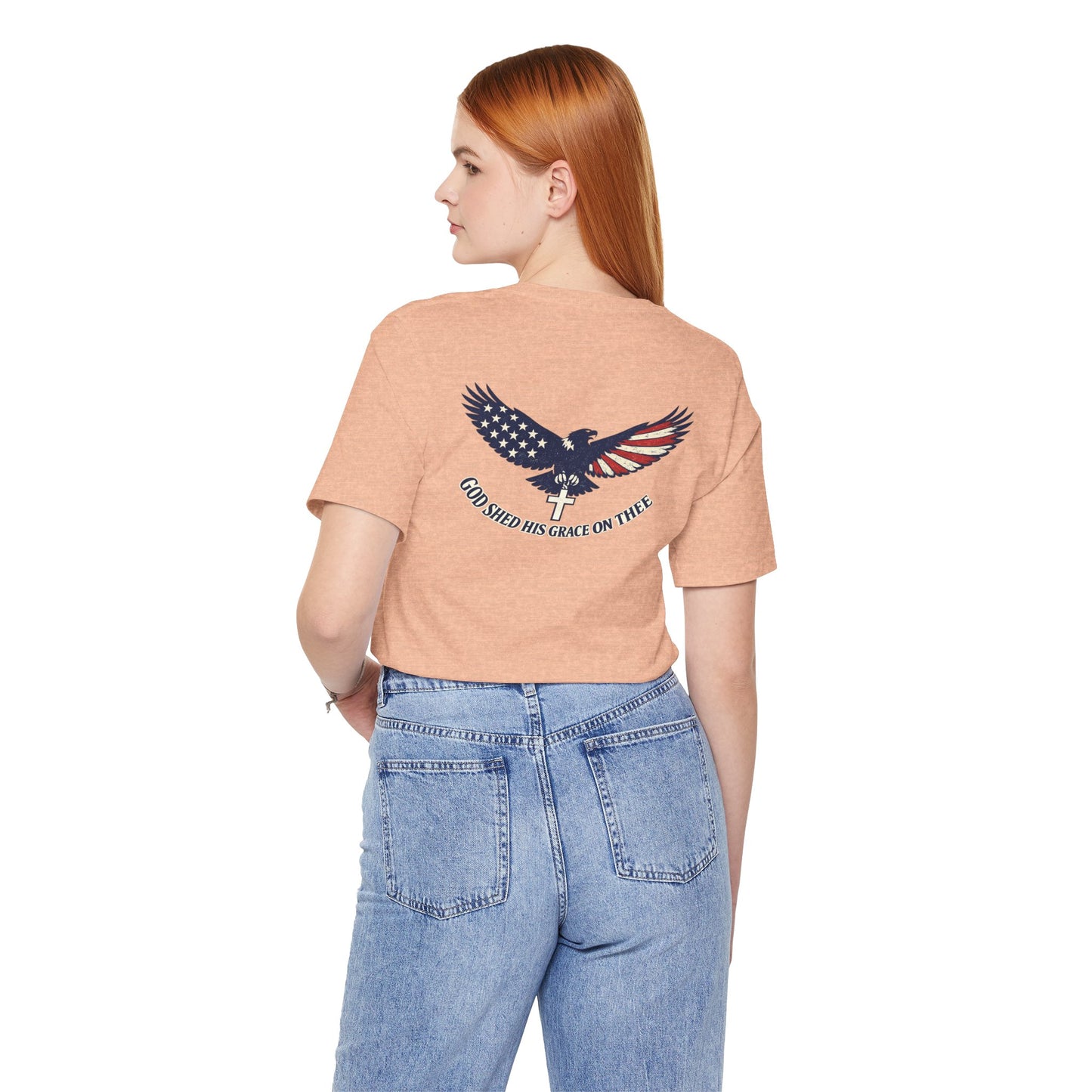 Patriotic Eagle T‑Shirt — "God Shed His Grace on Thee" Back Graphic Tee