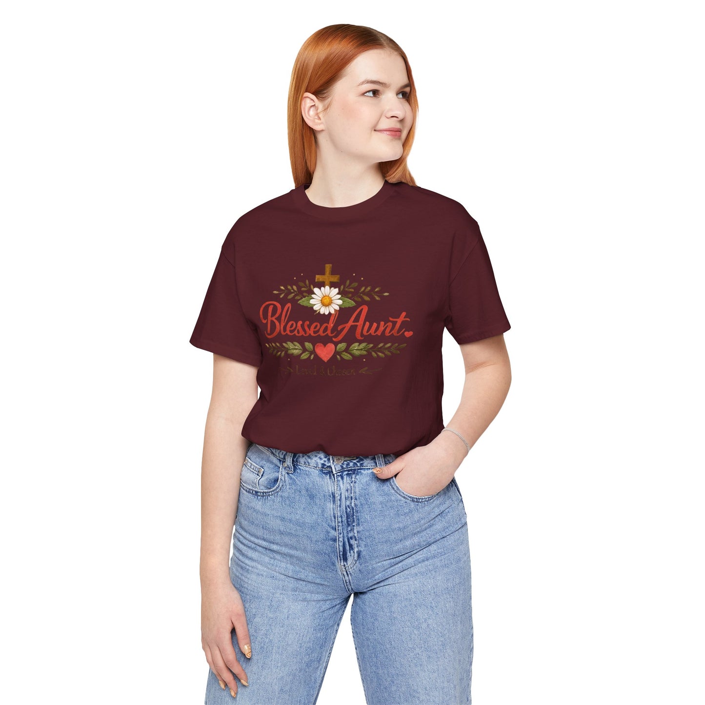 Blessed Aunt T-Shirt - "Blessed Aunt Loved & Chosen" Christian Floral Tee