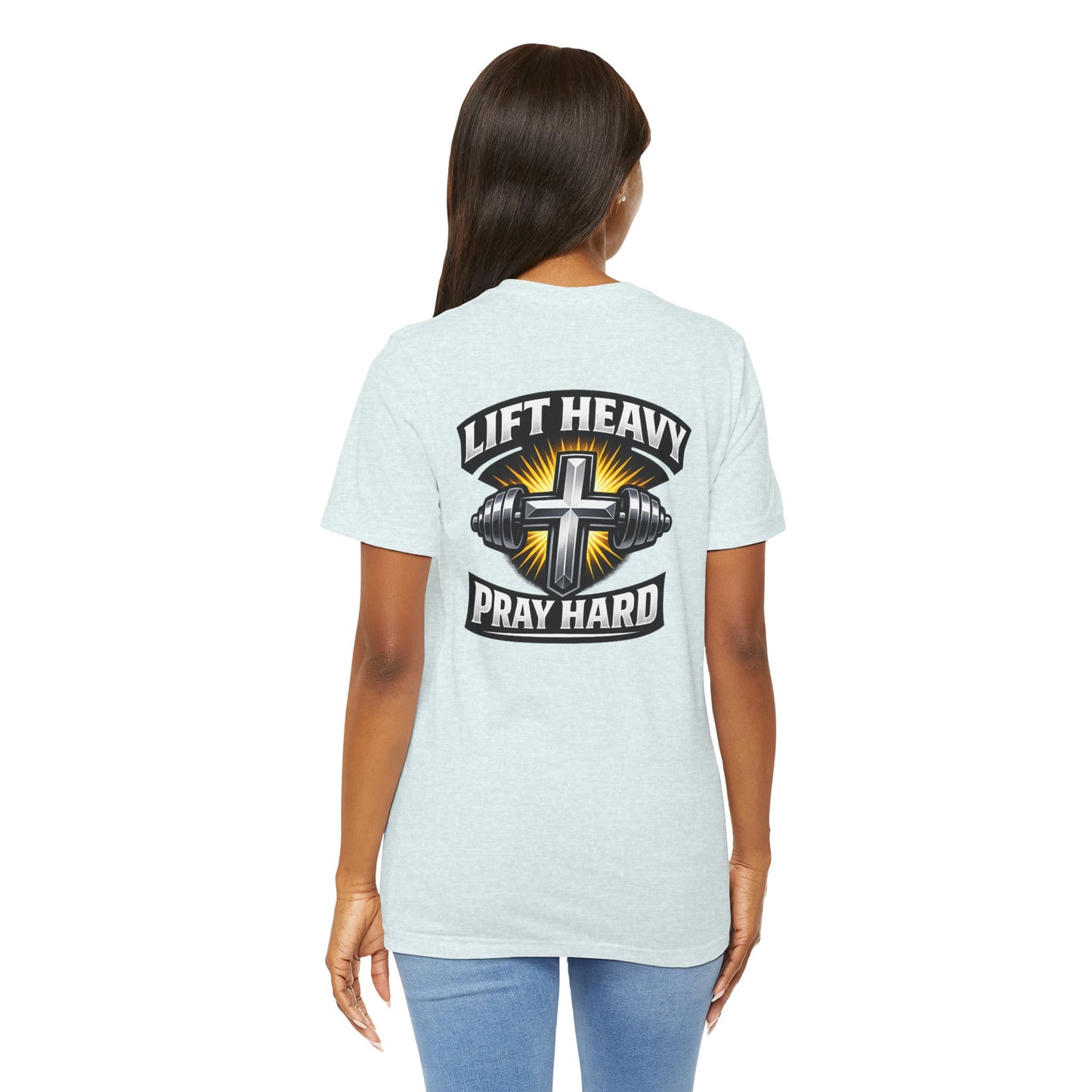Lift Heavy Pray Hard T‑Shirt — Christian Fitness Gym Tee