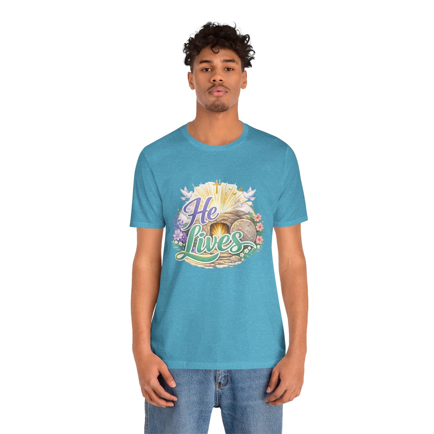 He Lives Jesus Tomb Tee — Christian Easter T‑Shirt