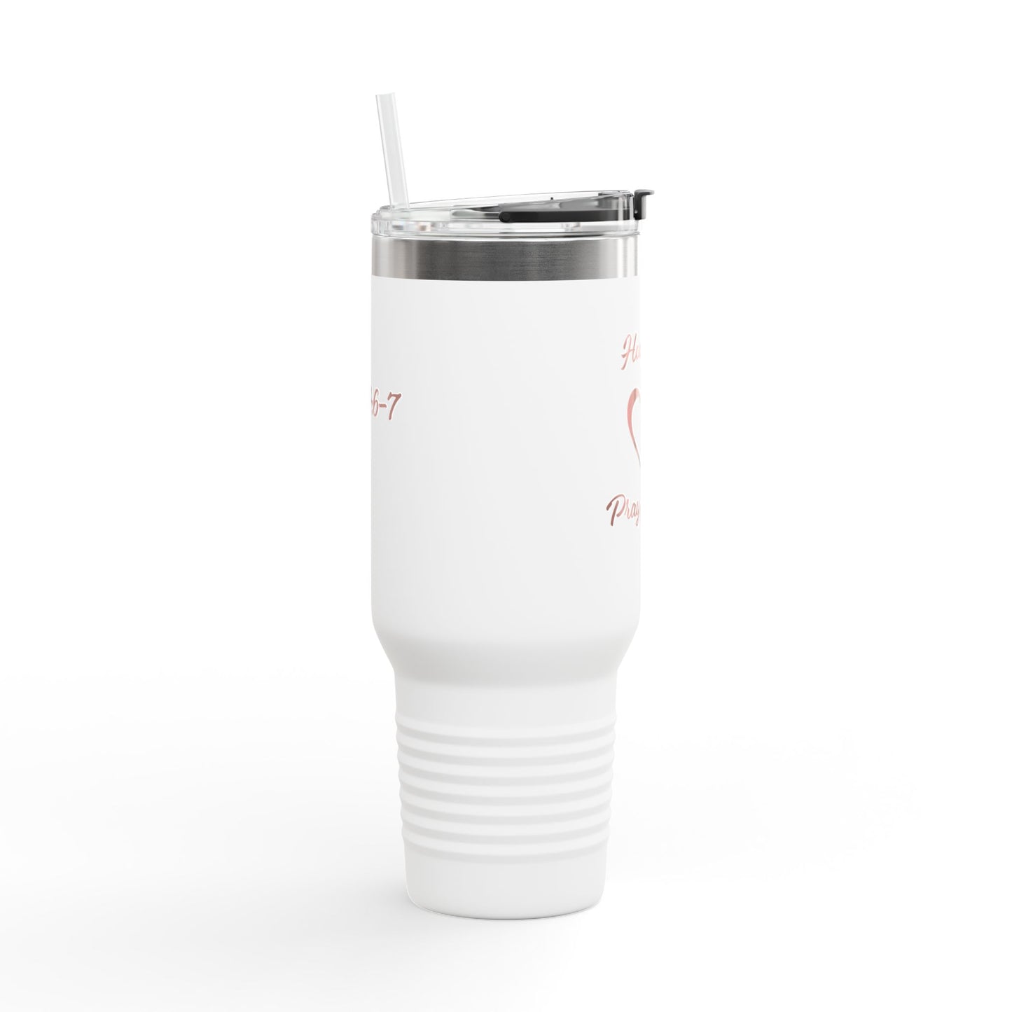 Travel Mug - "How can I pray for you" with Heart and Praying Hands Design