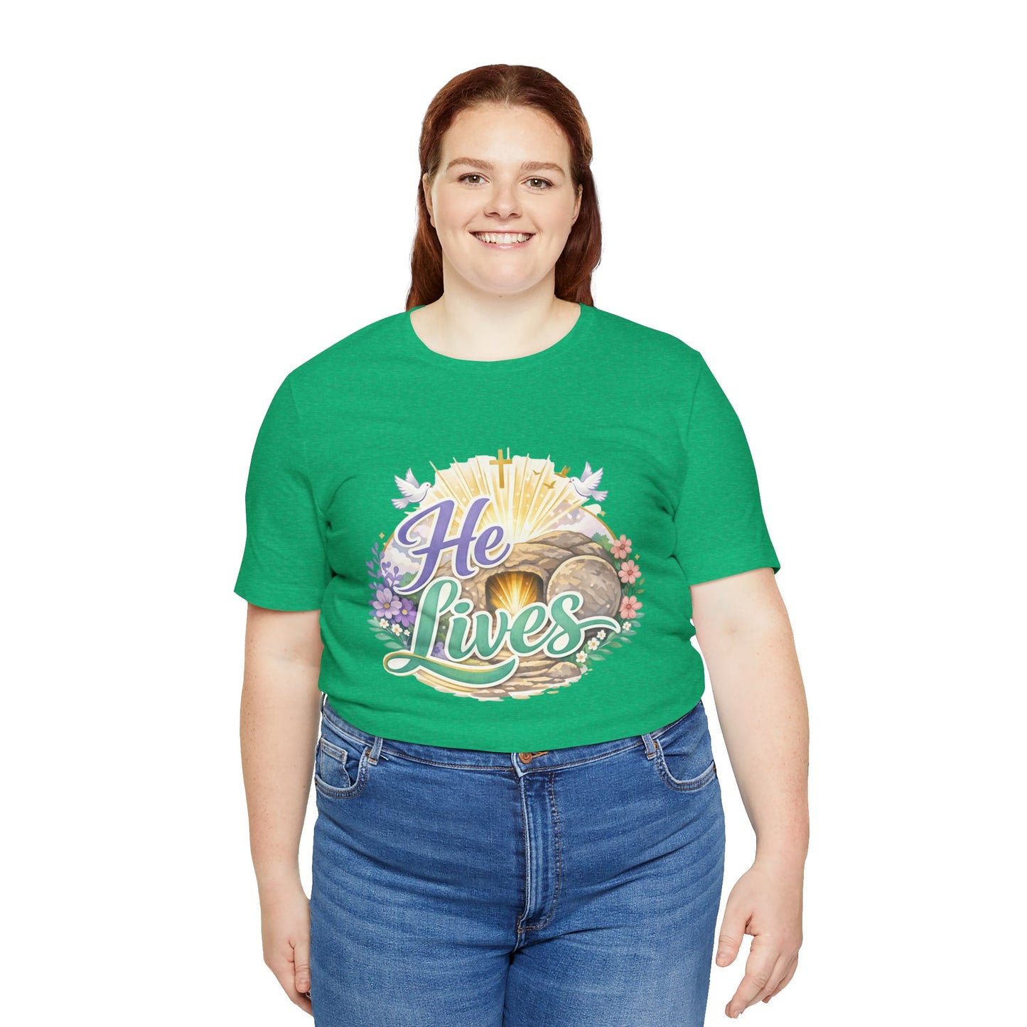 He Lives Jesus Tomb Tee — Christian Easter T‑Shirt