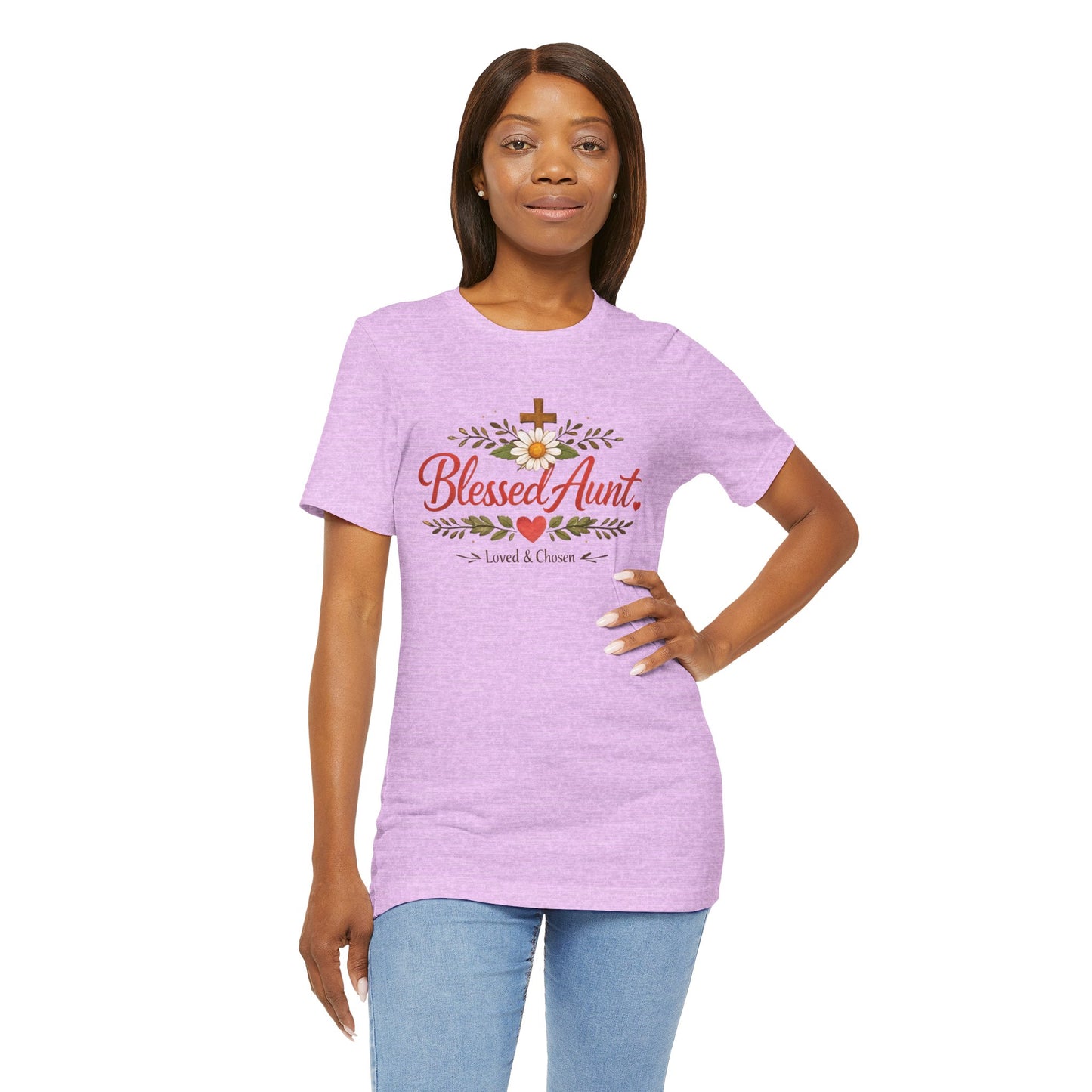 Blessed Aunt T-Shirt - "Blessed Aunt Loved & Chosen" Christian Floral Tee
