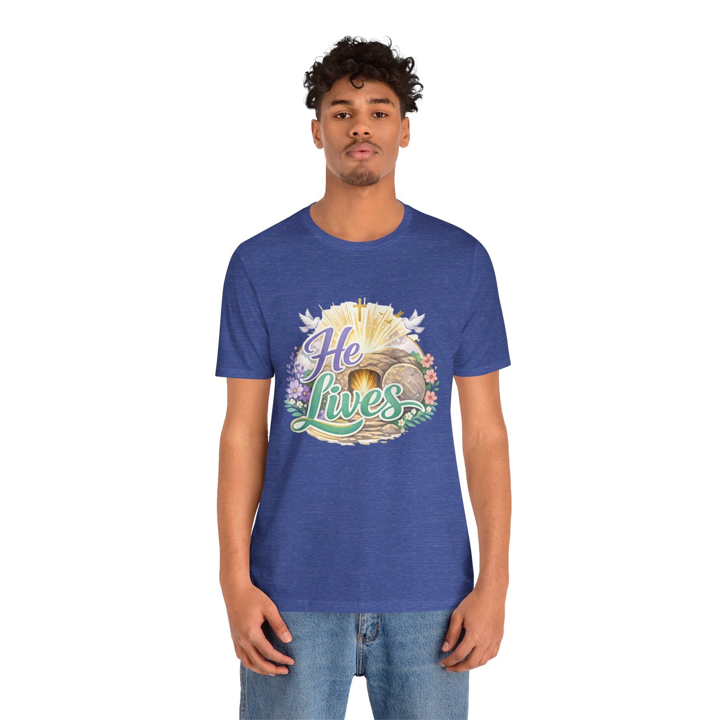 He Lives Jesus Tomb Tee — Christian Easter T‑Shirt
