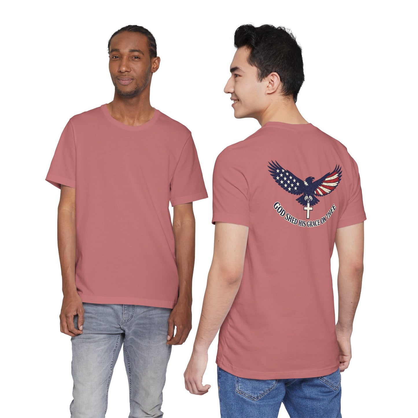 Patriotic Eagle T‑Shirt — "God Shed His Grace on Thee" Back Graphic Tee
