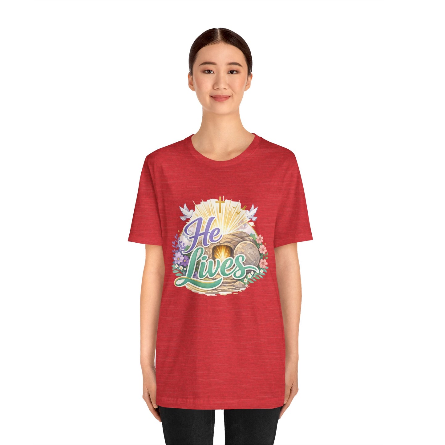 He Lives Jesus Tomb Tee — Christian Easter T‑Shirt