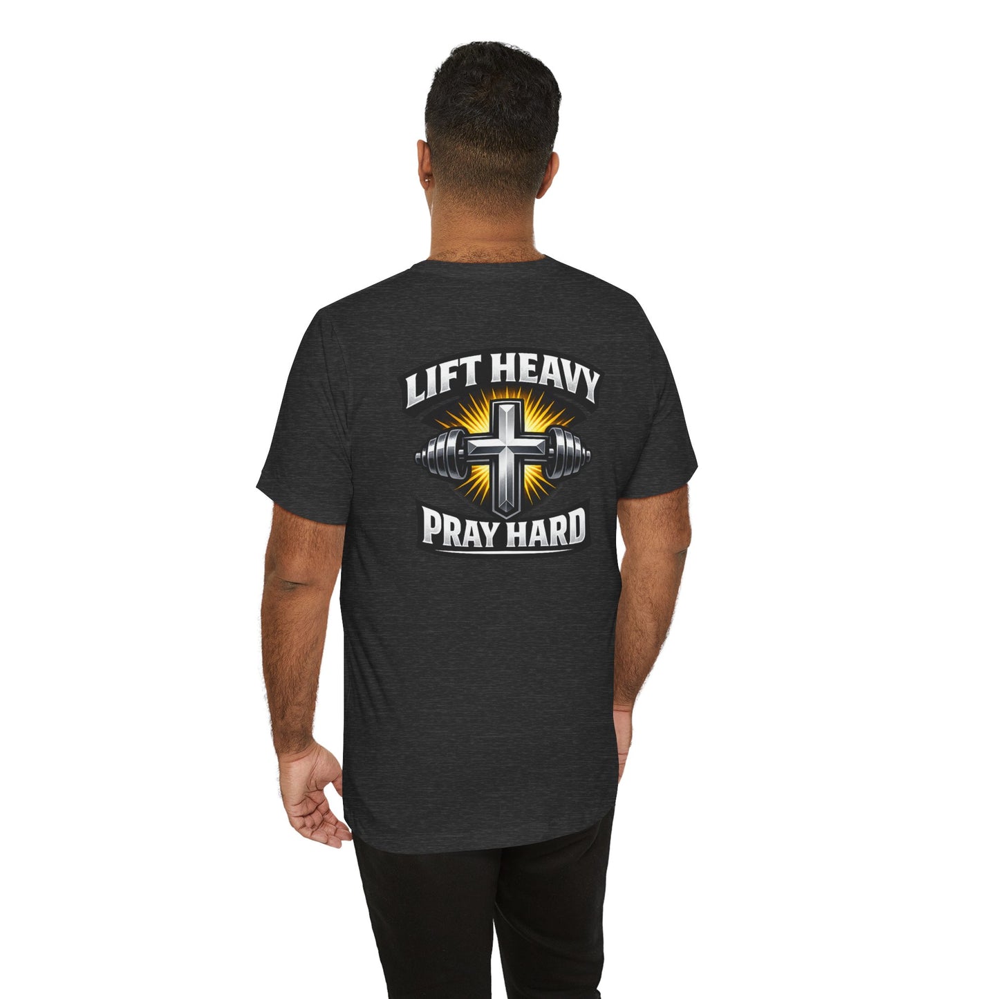 Lift Heavy Pray Hard T‑Shirt — Christian Fitness Gym Tee