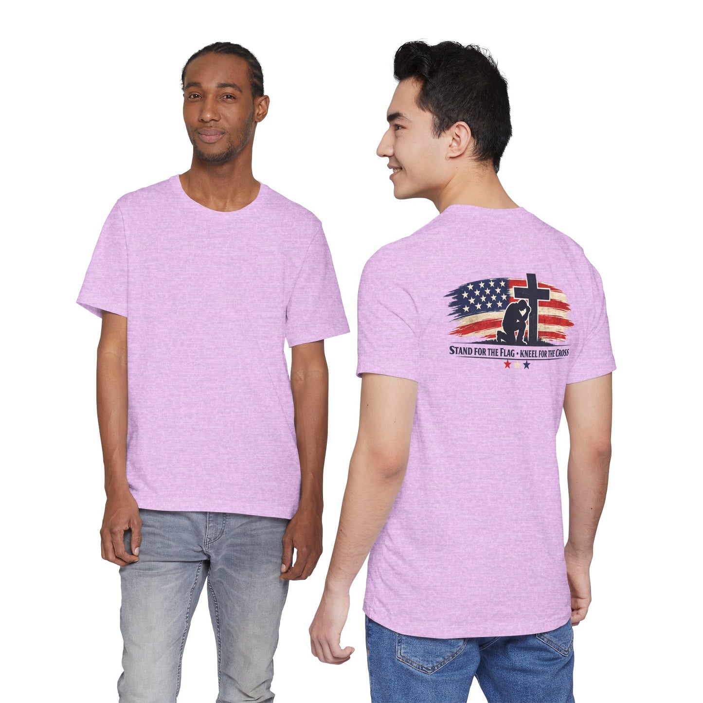 Patriotic Cross Tee – "Stand for the Flag, Kneel for the Cross" Short Sleeve T-Shirt