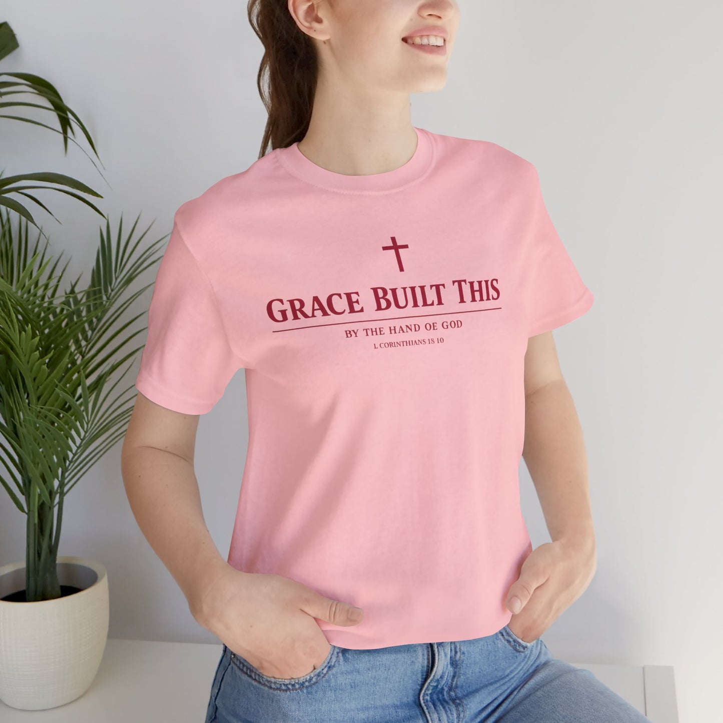 Grace Built This T-Shirt — Christian Faith Tee with Cross