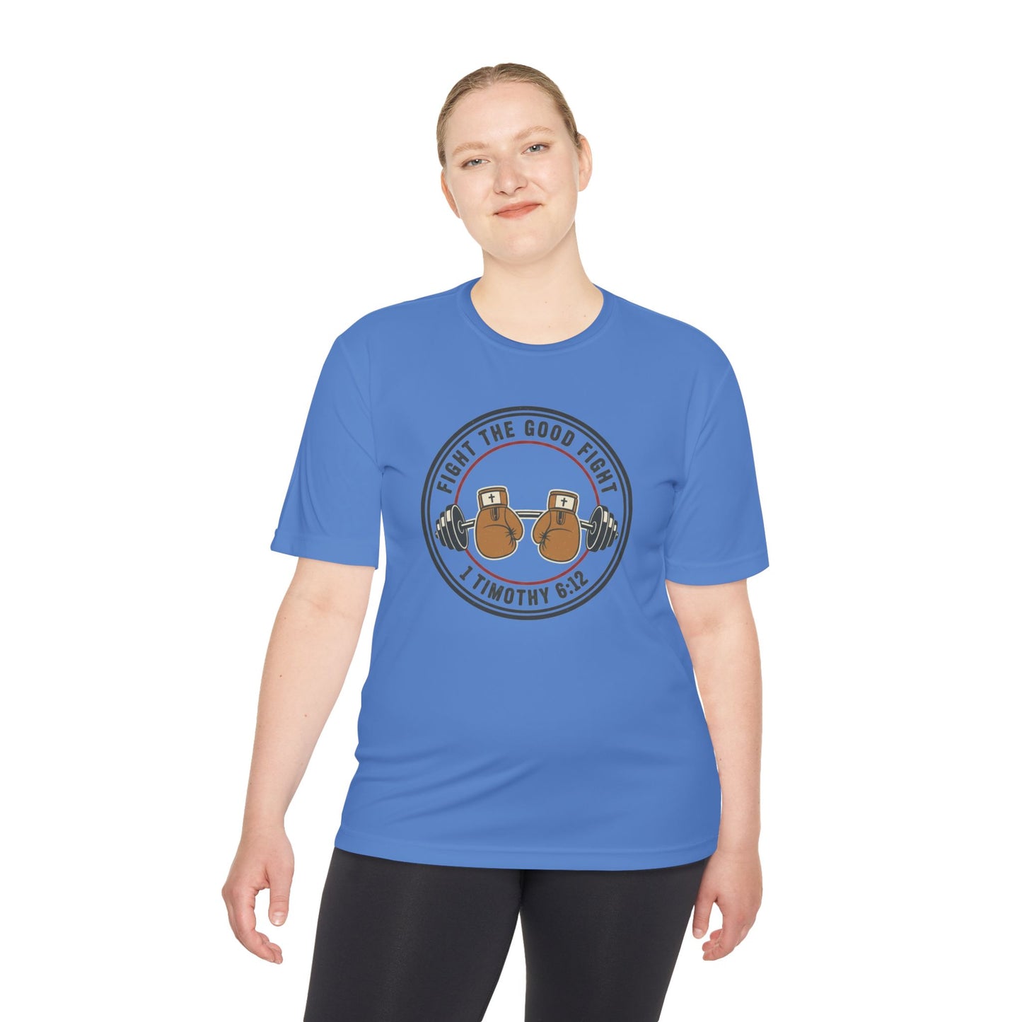 1 Timothy 6:12 'Fight the Good Fight' Moisture-Wicking Workout Tee