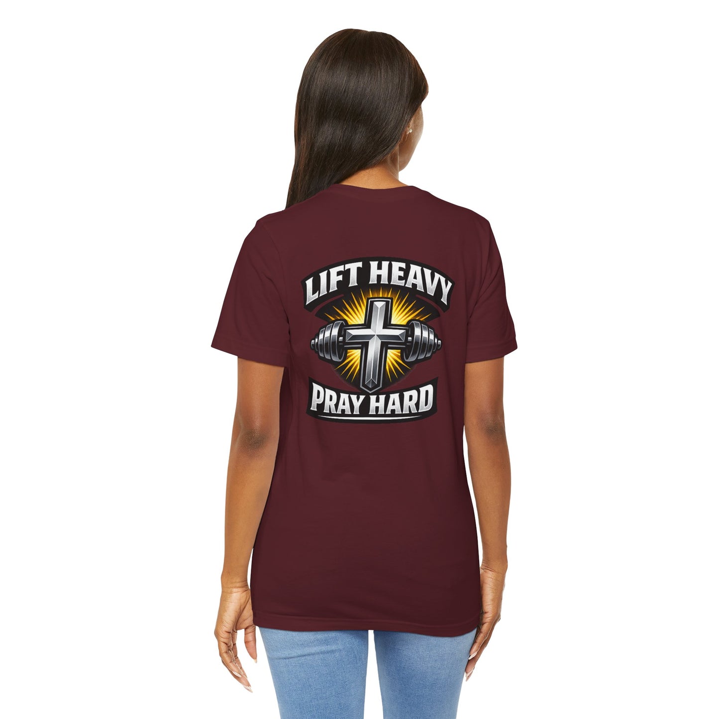 Lift Heavy Pray Hard T‑Shirt — Christian Fitness Gym Tee