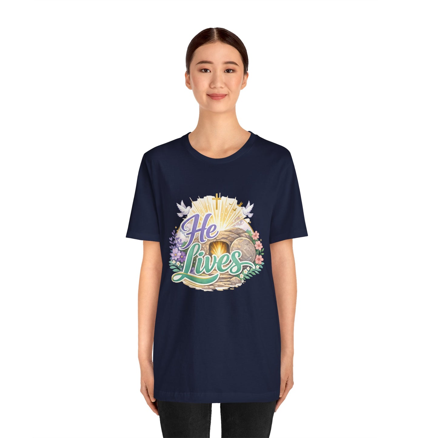 He Lives Jesus Tomb Tee — Christian Easter T‑Shirt