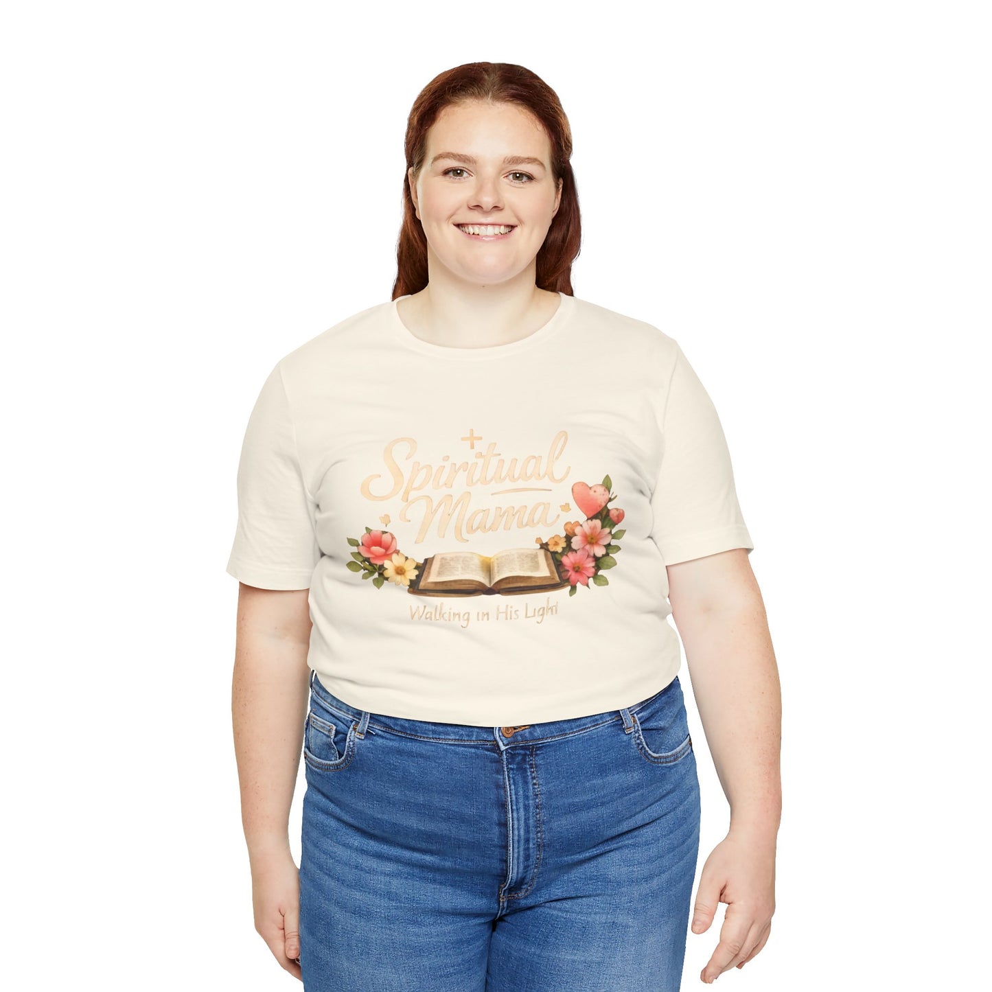Spiritual Mama T-Shirt — "Walking in His Light" Floral Bible Tee