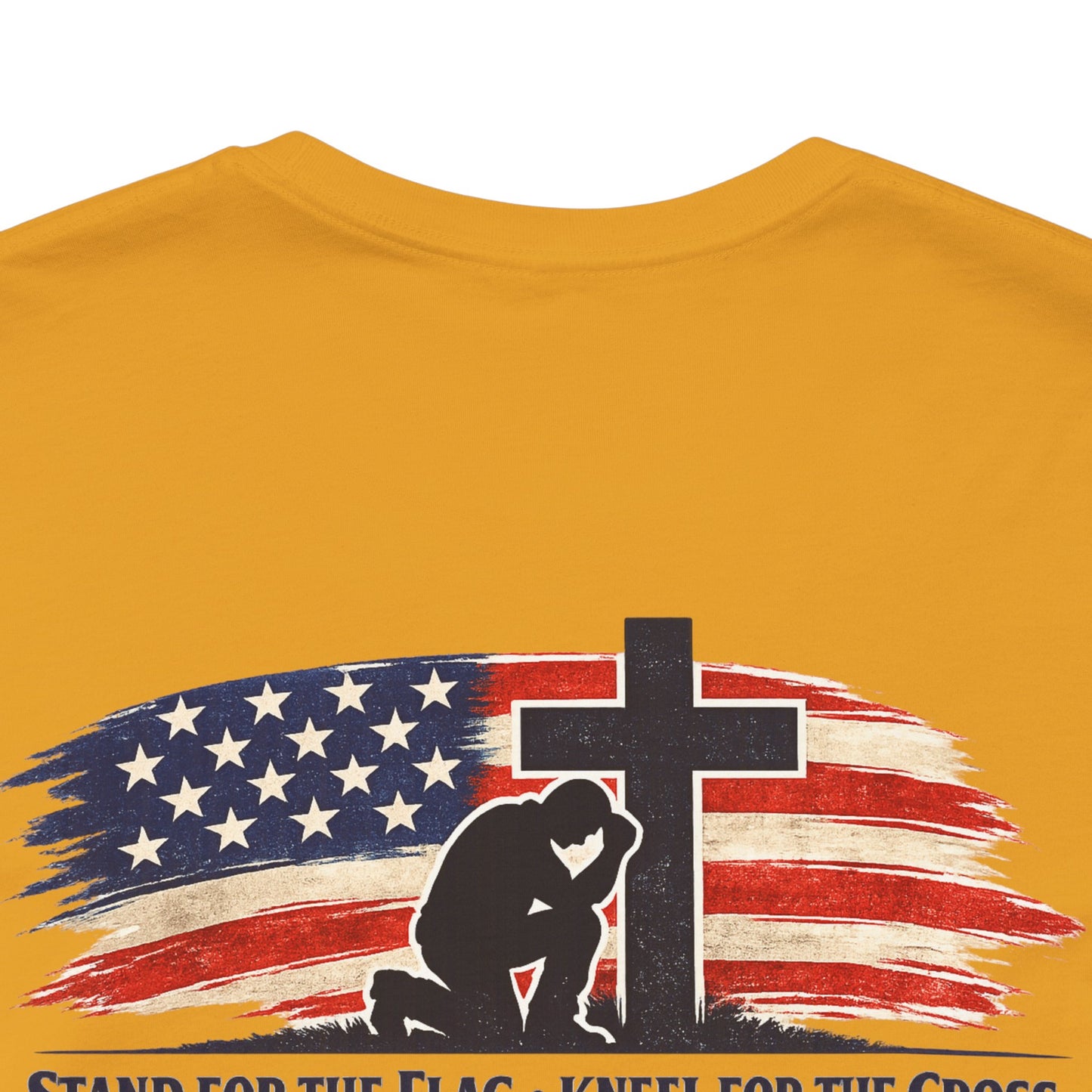 Patriotic Cross Tee – "Stand for the Flag, Kneel for the Cross" Short Sleeve T-Shirt