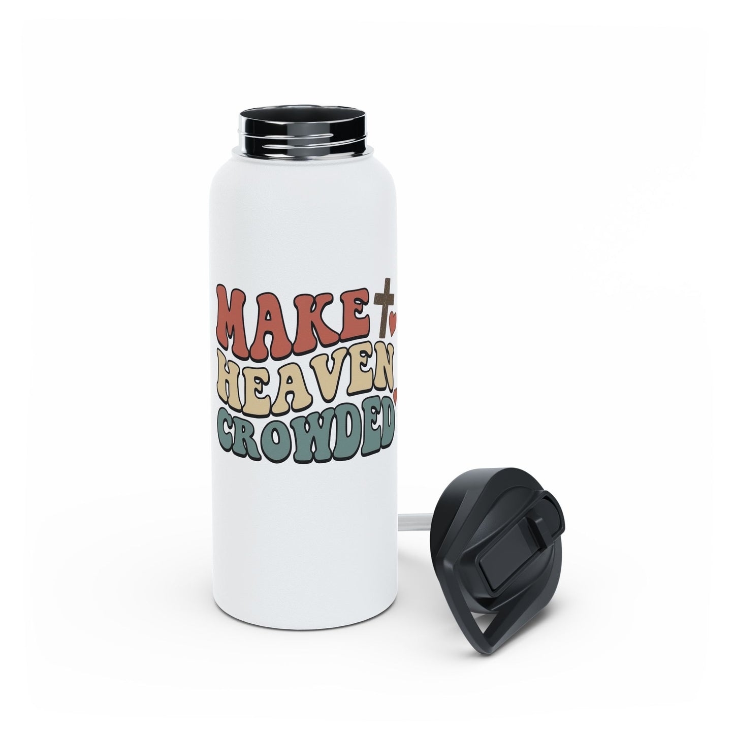 Make Heaven Crowded Stainless Steel Water Bottle — Retro Pink Inspirational Bottle