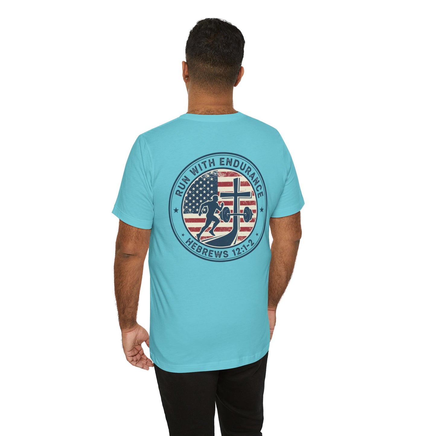 Hebrews 12:1-2 'Run With Endurance' T-Shirt — Inspirational Christian Tee