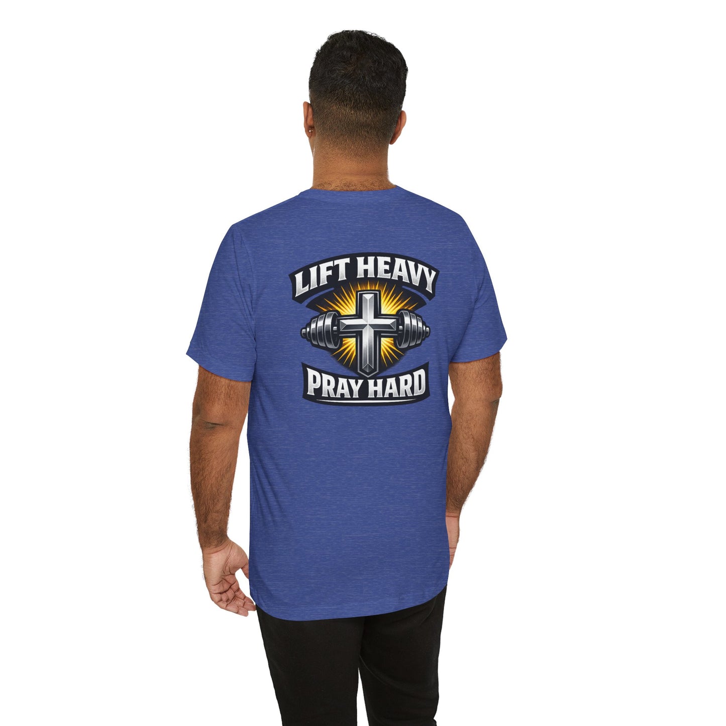 Lift Heavy Pray Hard T‑Shirt — Christian Fitness Gym Tee