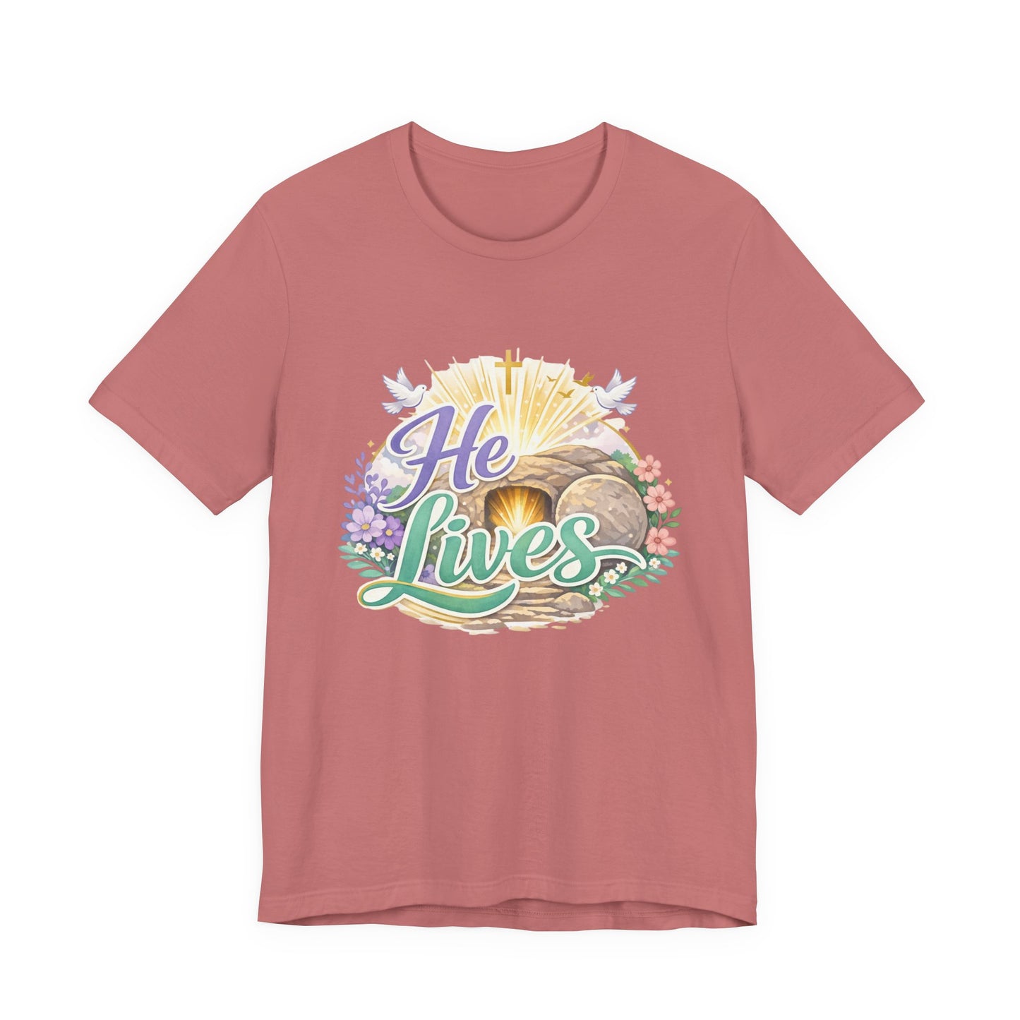 He Lives Jesus Tomb Tee — Christian Easter T‑Shirt