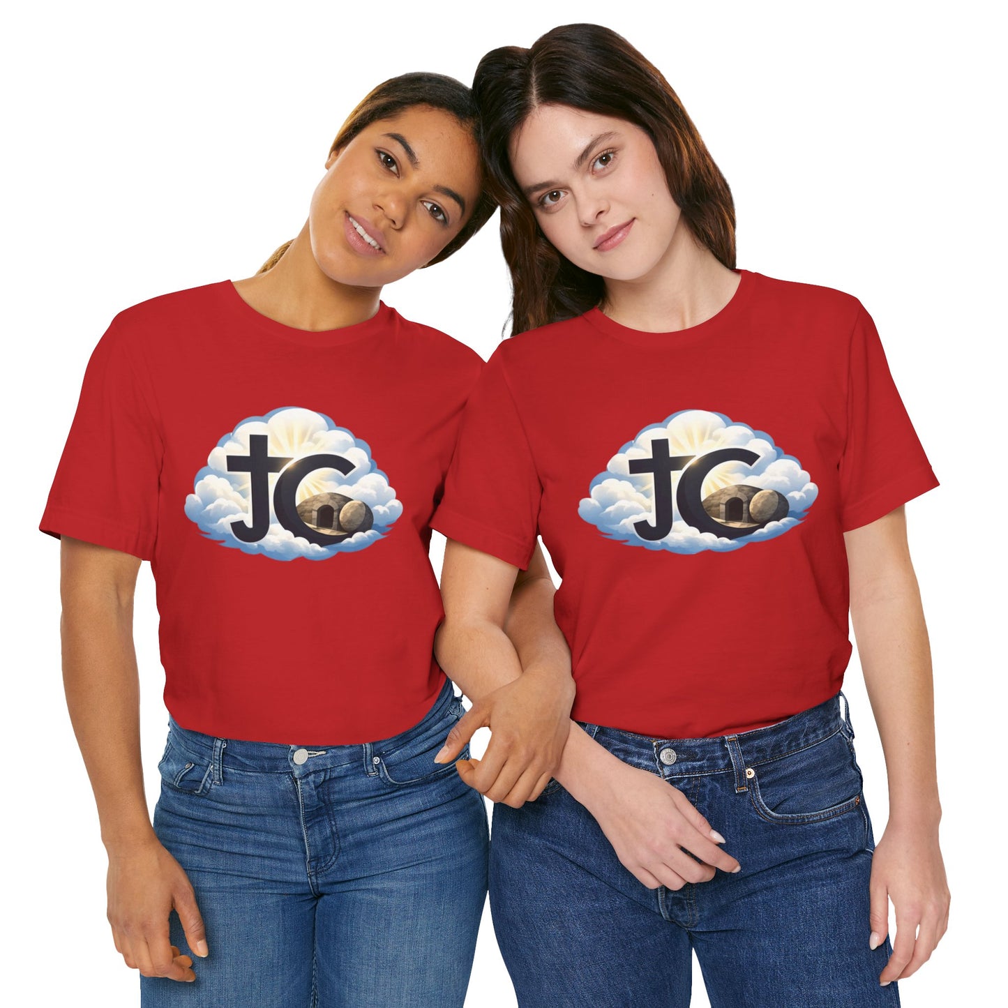 Jesus Christ (JC) Cross Tee — Crucified, Risen & Coming Again