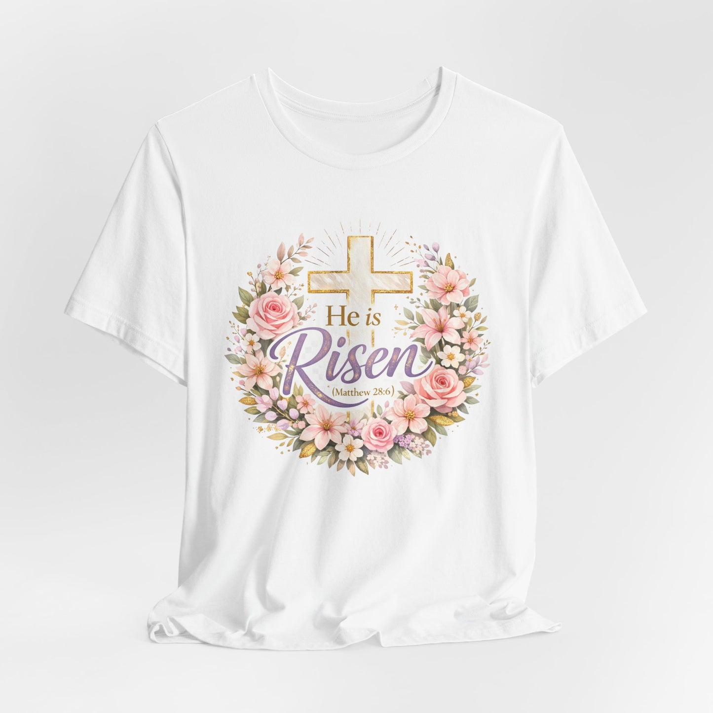 He Is Risen Floral Cross T-Shirt