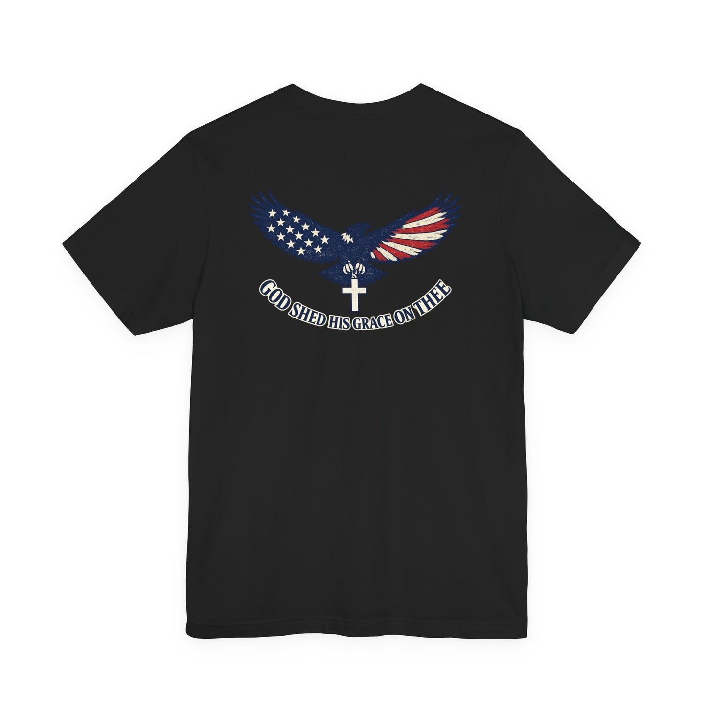 Patriotic Eagle T‑Shirt — "God Shed His Grace on Thee" Back Graphic Tee
