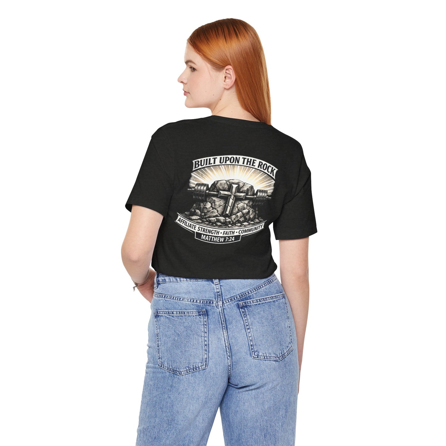 Built Upon the Rock T‑Shirt — Christian Faith Matthew 7:24 Graphic Tee