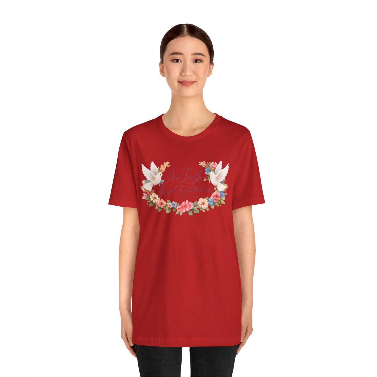 Her Faith Speaks Generations T-Shirt — Floral Christian Inspirational Tee