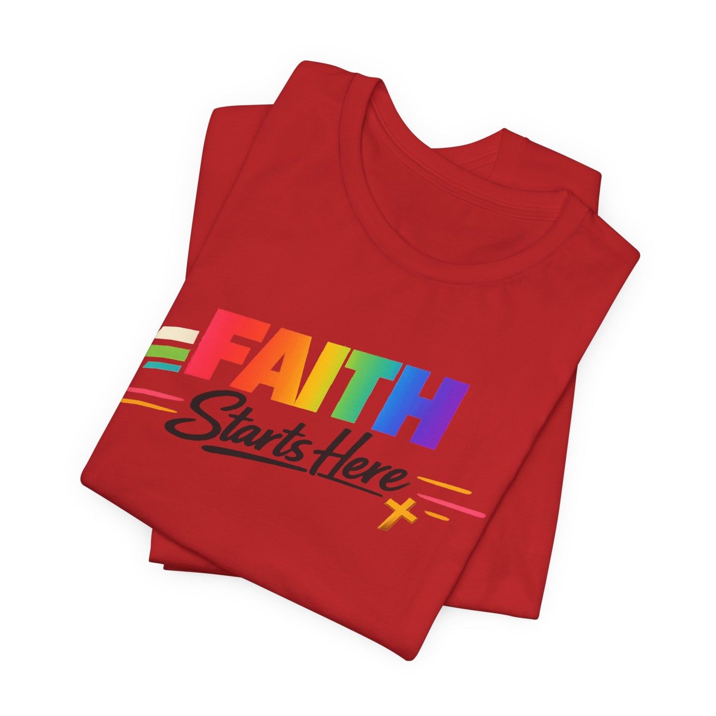Faith Starts Here Rainbow Tee
