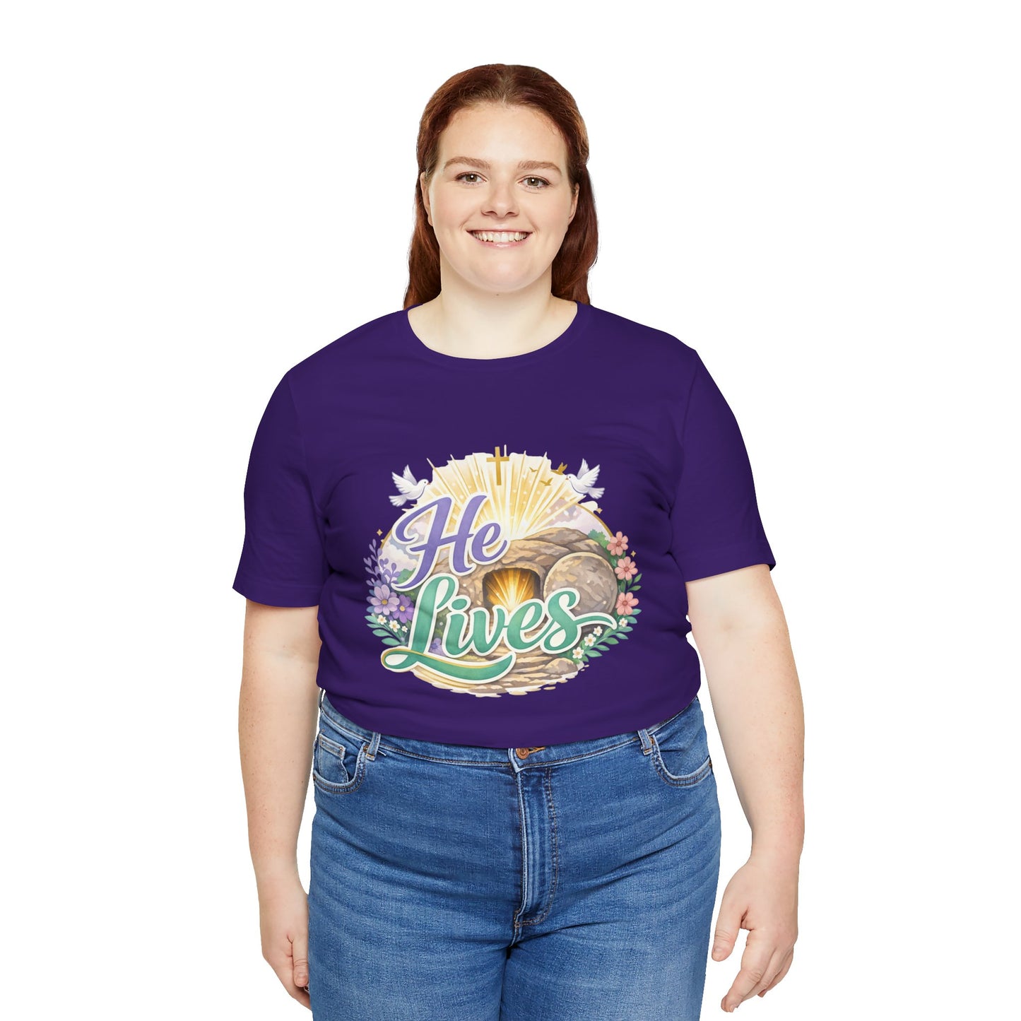 He Lives Jesus Tomb Tee — Christian Easter T‑Shirt