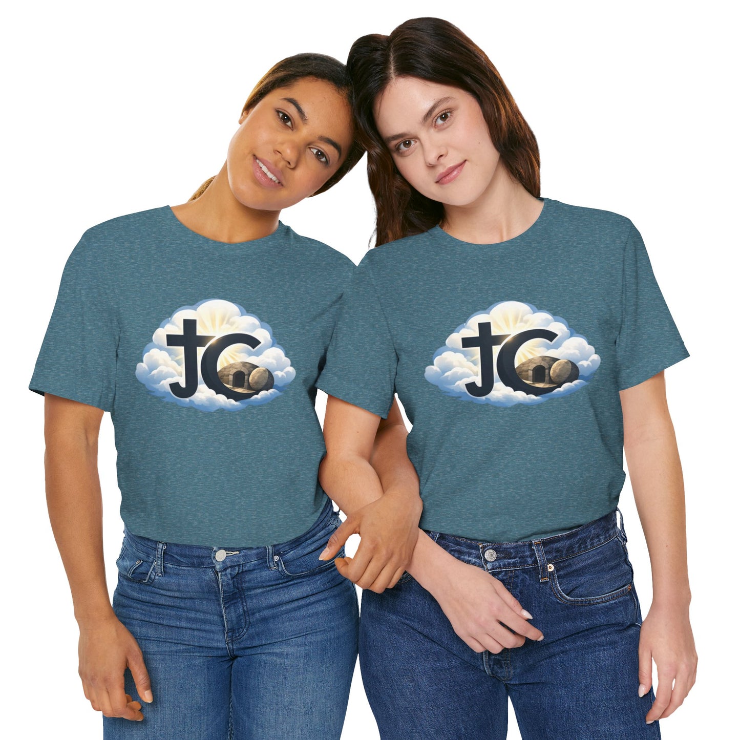 Jesus Christ (JC) Cross Tee — Crucified, Risen & Coming Again