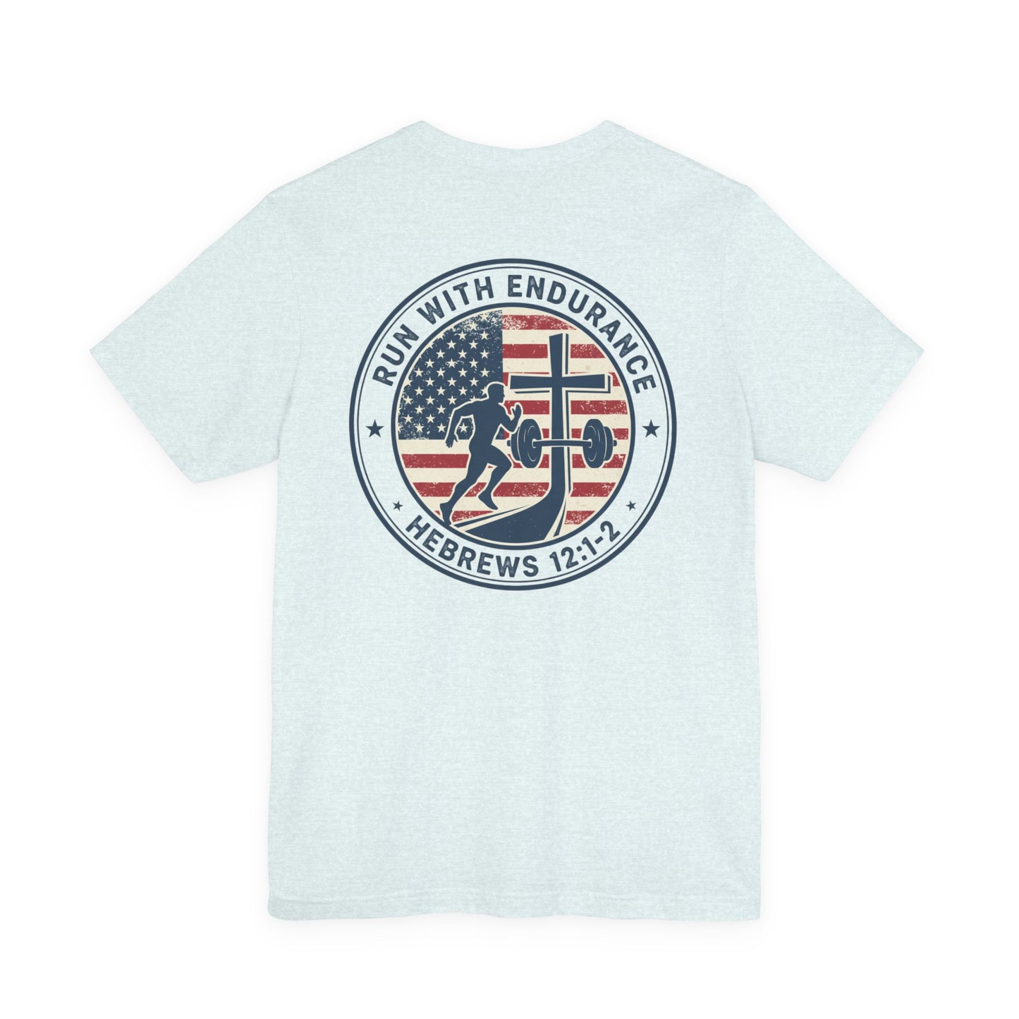 Hebrews 12:1-2 'Run With Endurance' T-Shirt — Inspirational Christian Tee
