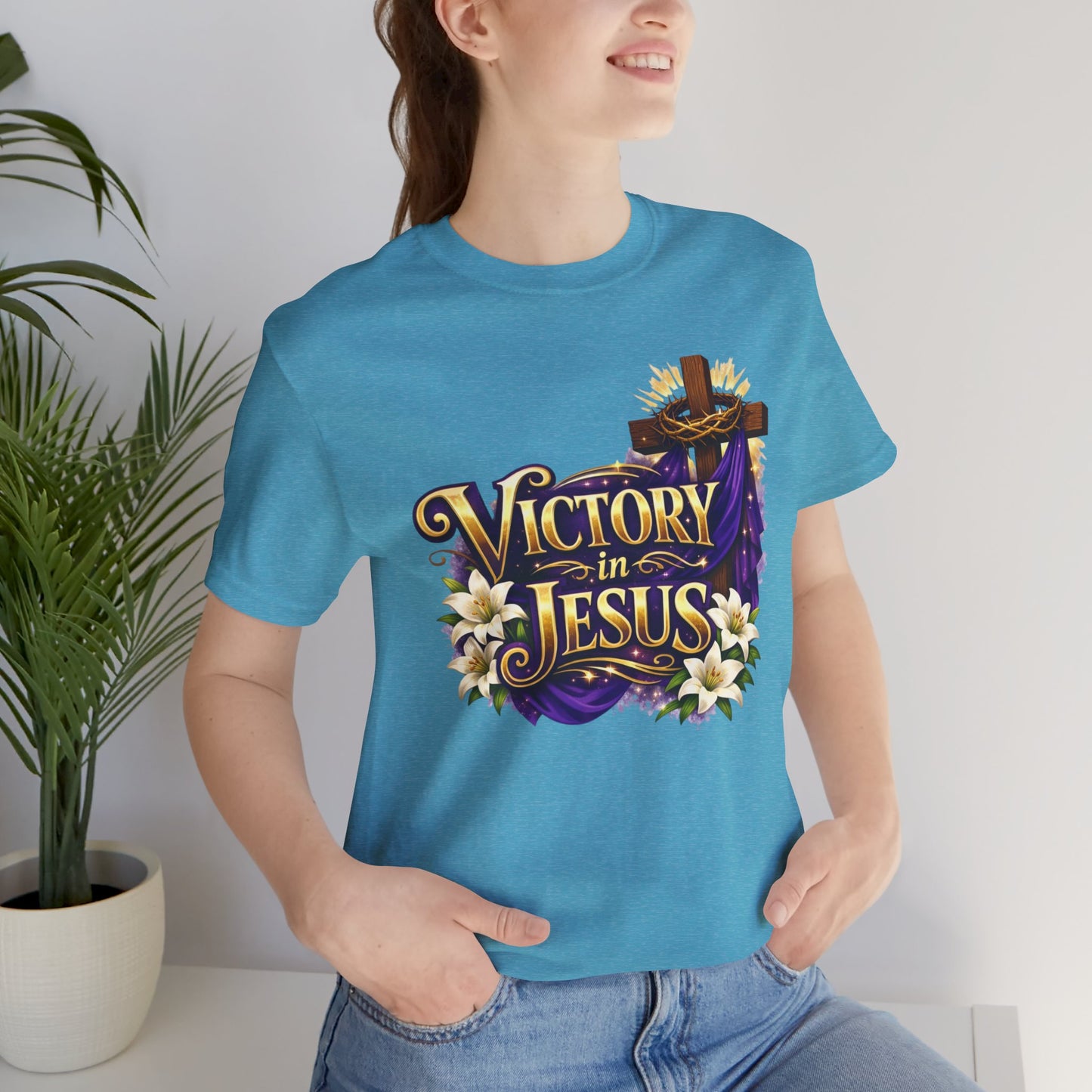 Victory In Jesus Christian T-Shirt — Cross Faith Tee