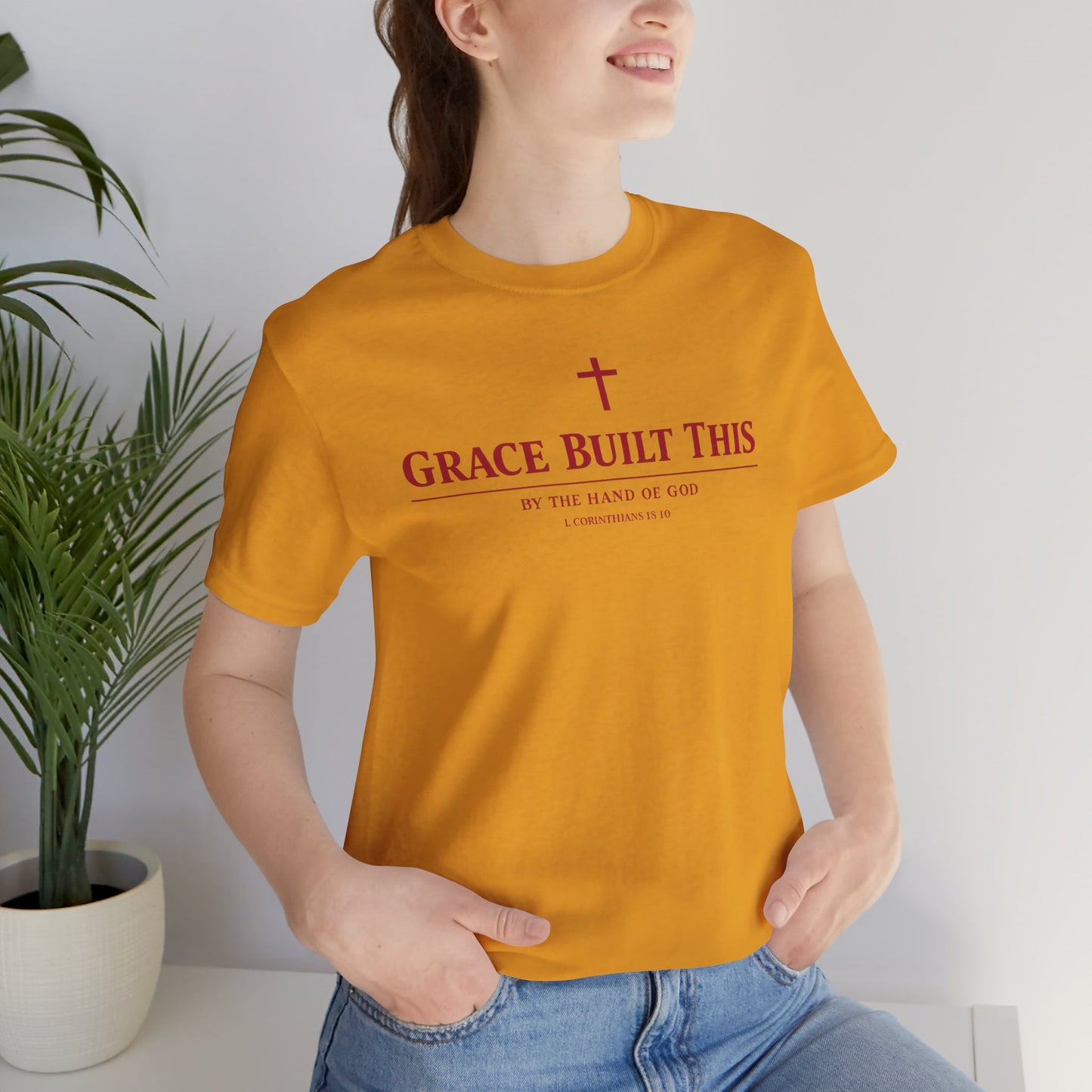 Grace Built This T-Shirt — Christian Faith Tee with Cross