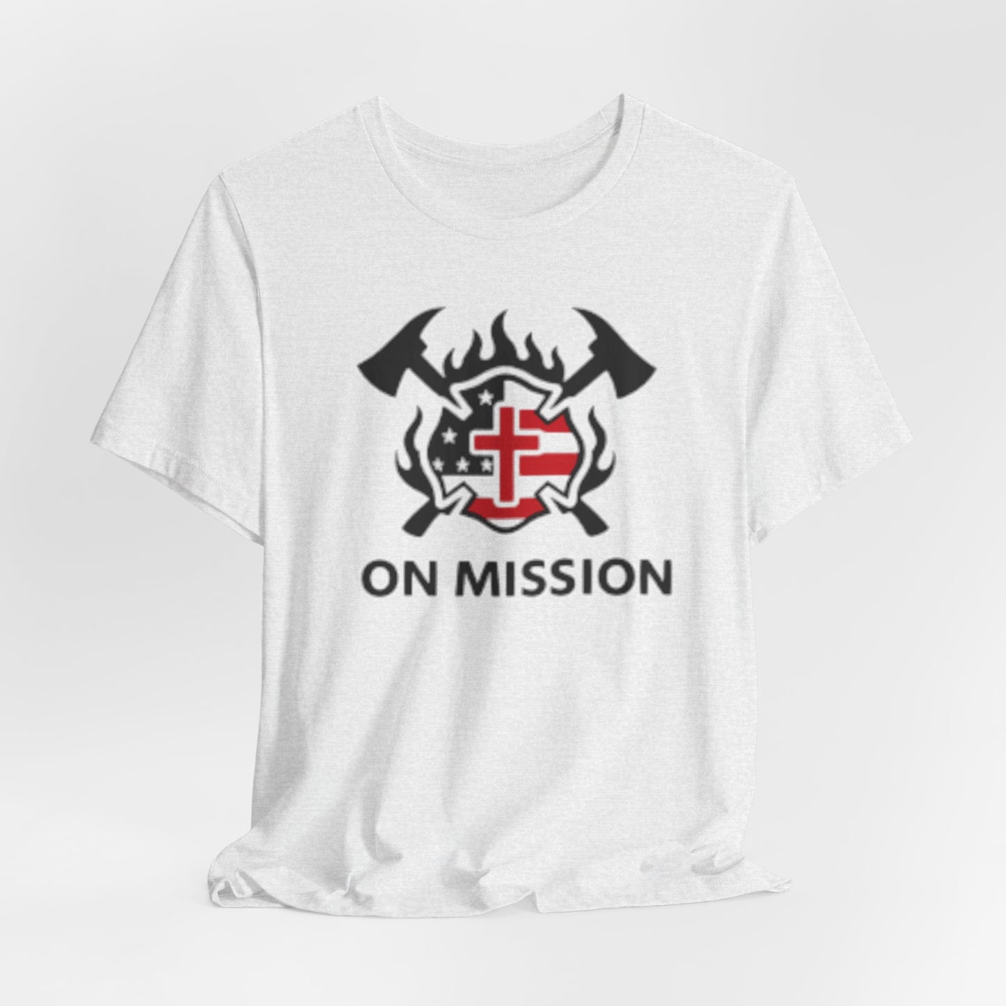 On Mission Christian Cross & American Flag T‑Shirt