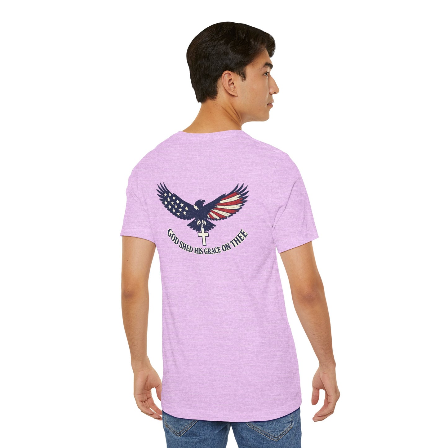 Patriotic Eagle T‑Shirt — "God Shed His Grace on Thee" Back Graphic Tee