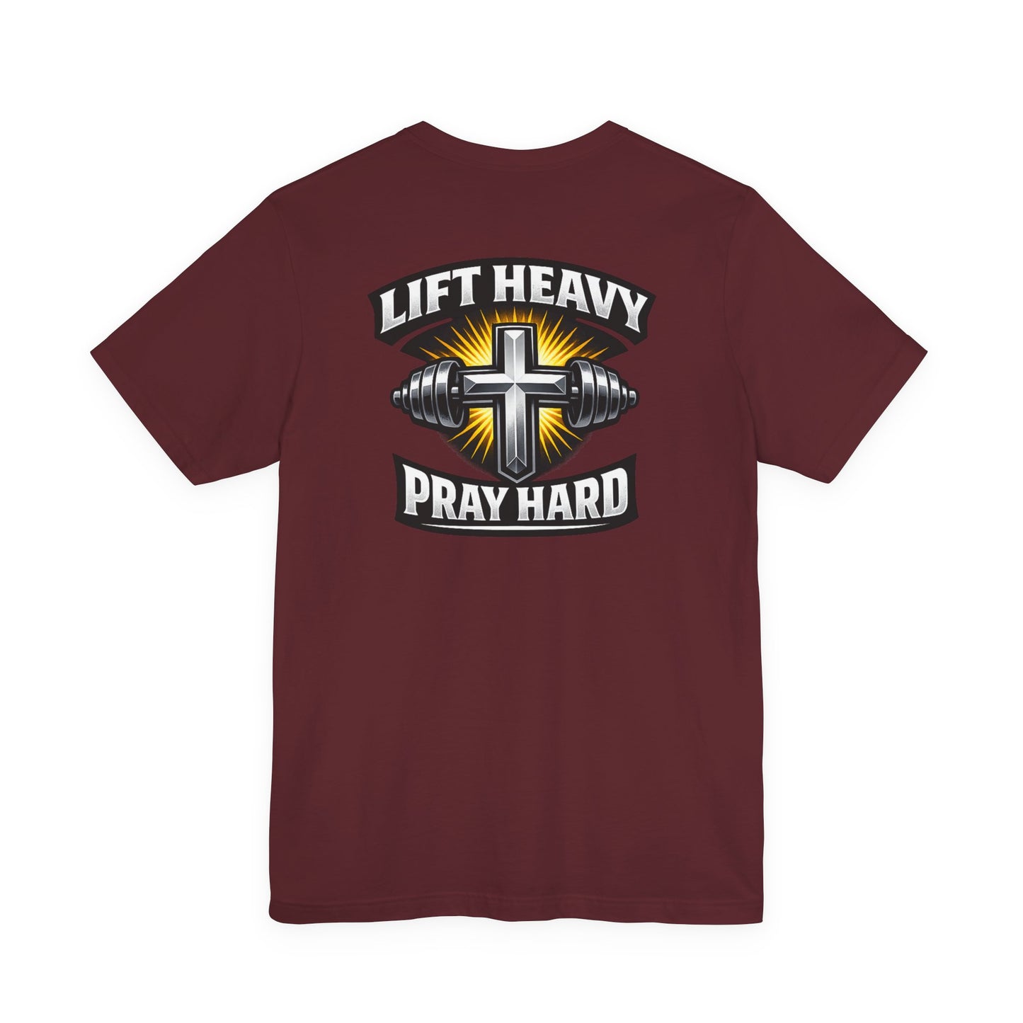 Lift Heavy Pray Hard T‑Shirt — Christian Fitness Gym Tee
