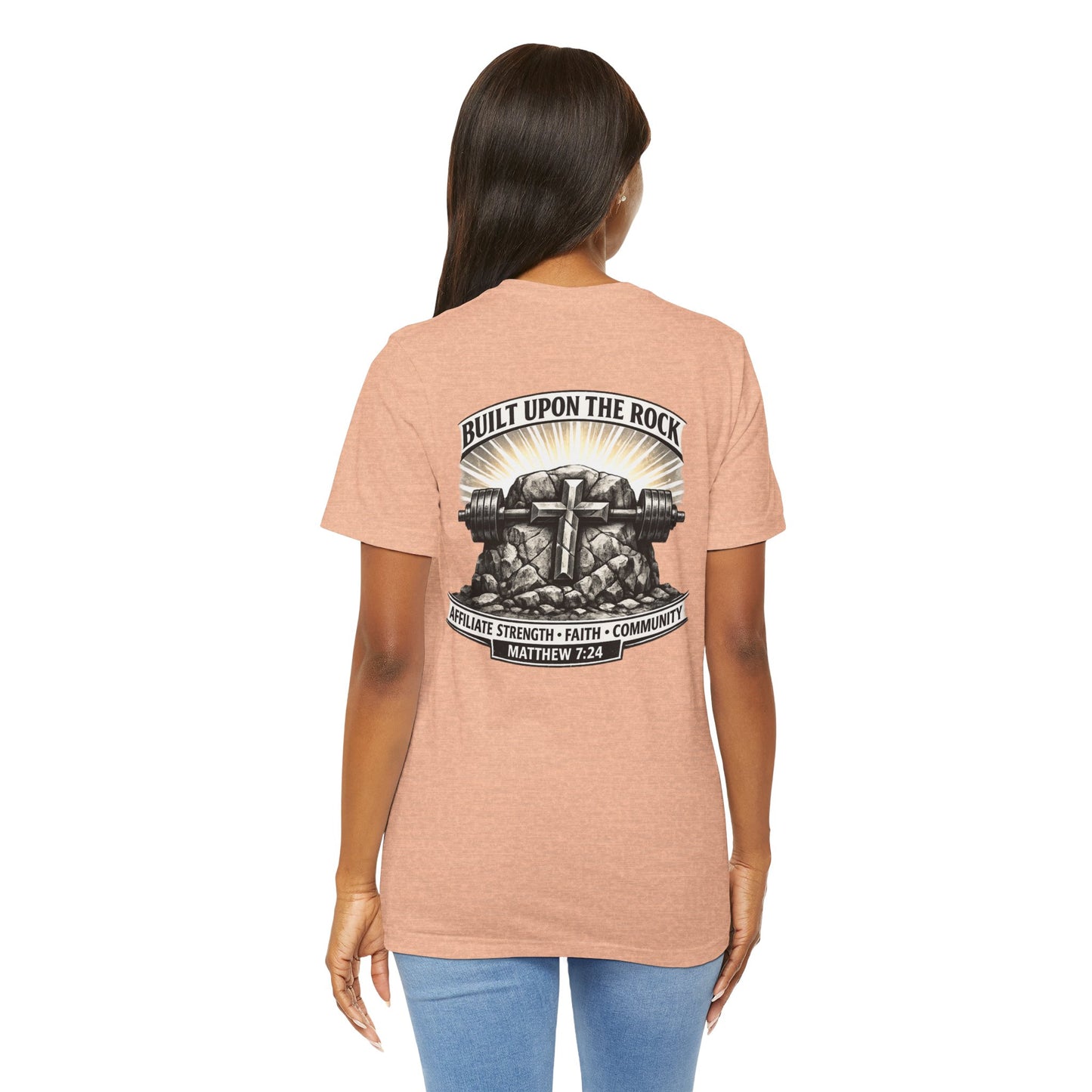 Built Upon the Rock T‑Shirt — Christian Faith Matthew 7:24 Graphic Tee