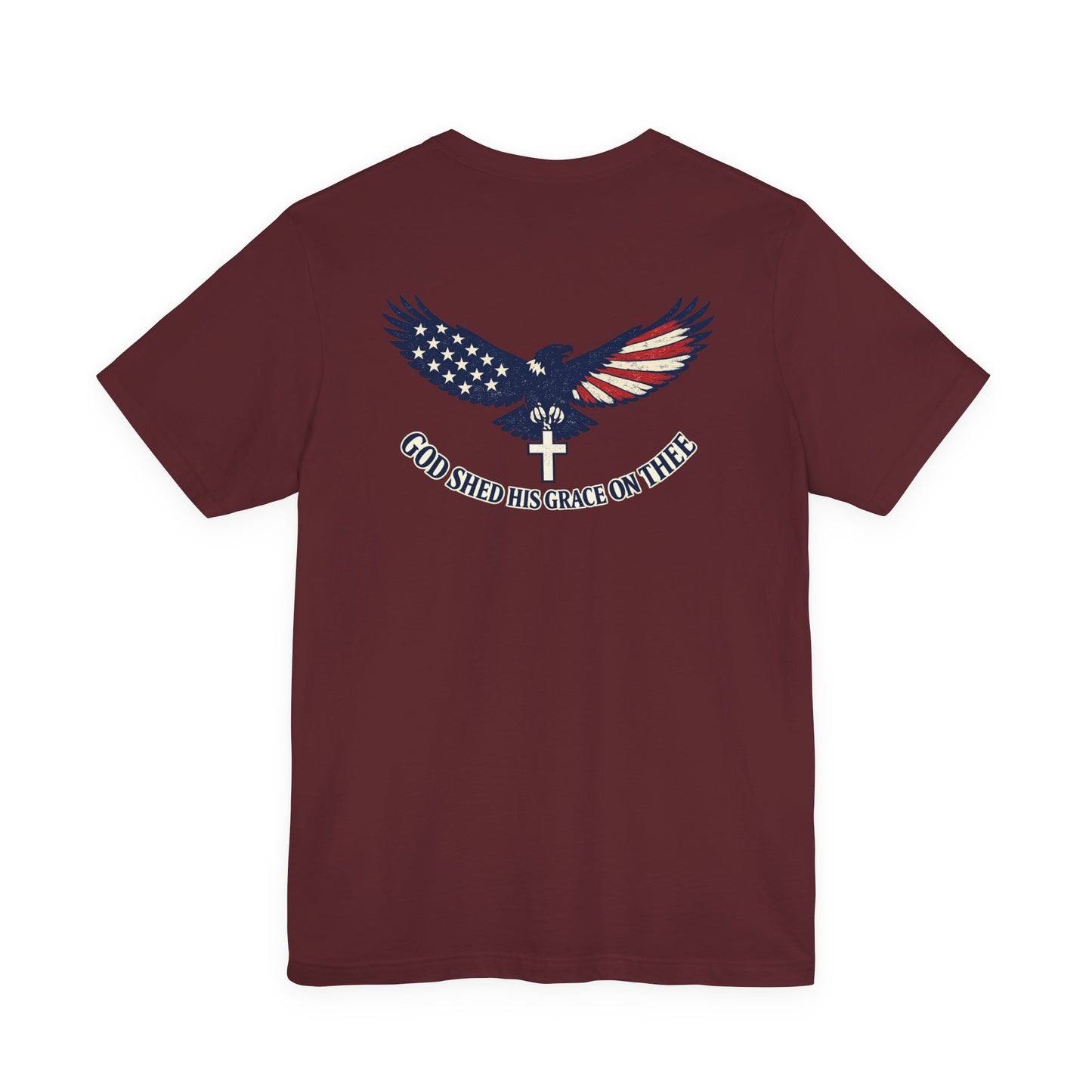 Patriotic Eagle T‑Shirt — "God Shed His Grace on Thee" Back Graphic Tee