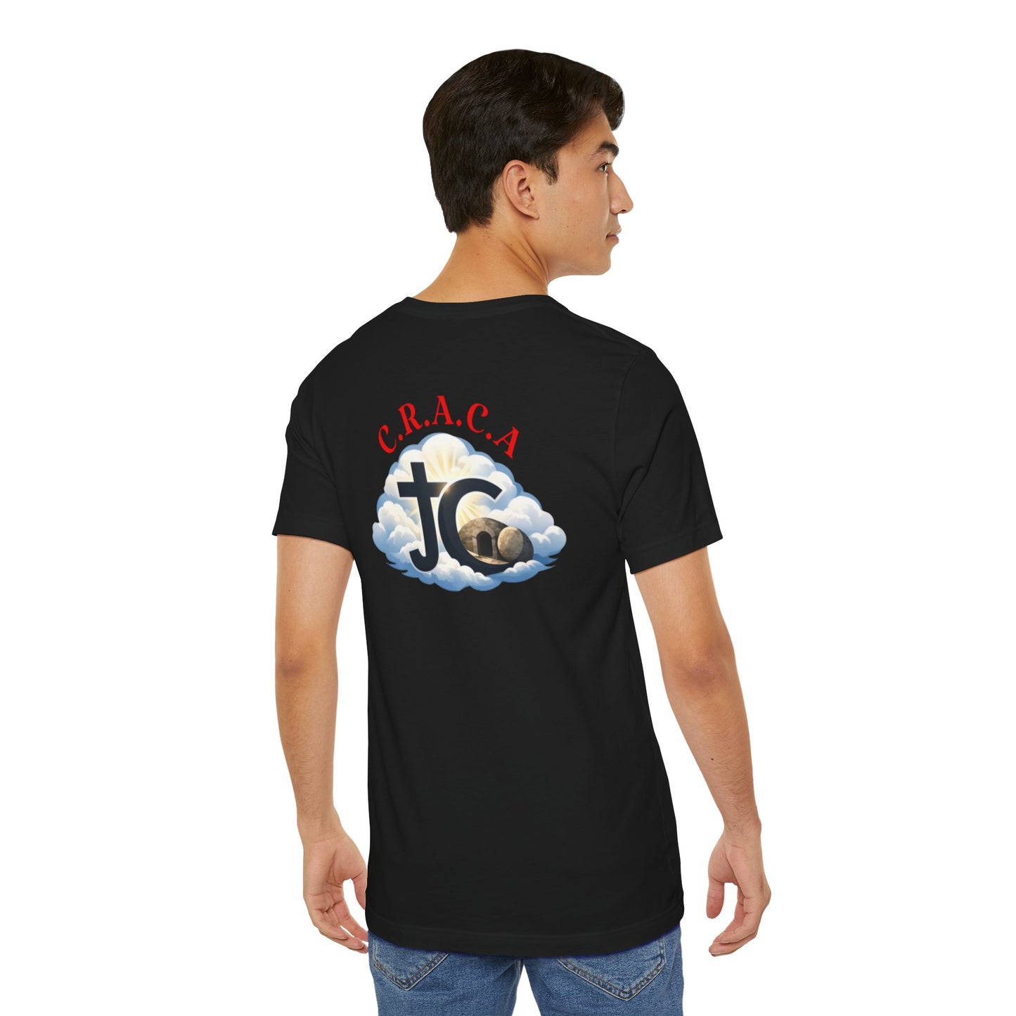 Christian JC Cross Tee — CRACA (Crucified.Risen.And.Coming.Again) Graphic T‑Shirt