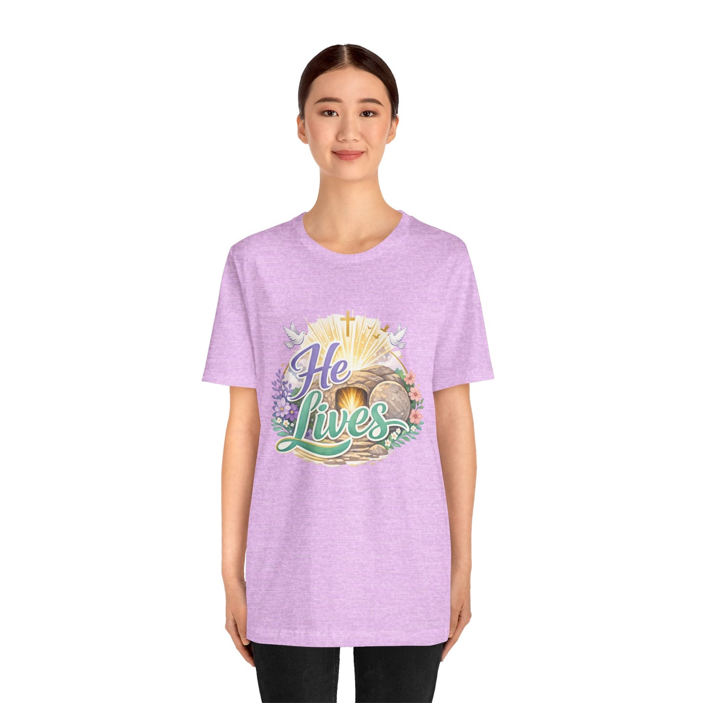 He Lives Jesus Tomb Tee — Christian Easter T‑Shirt